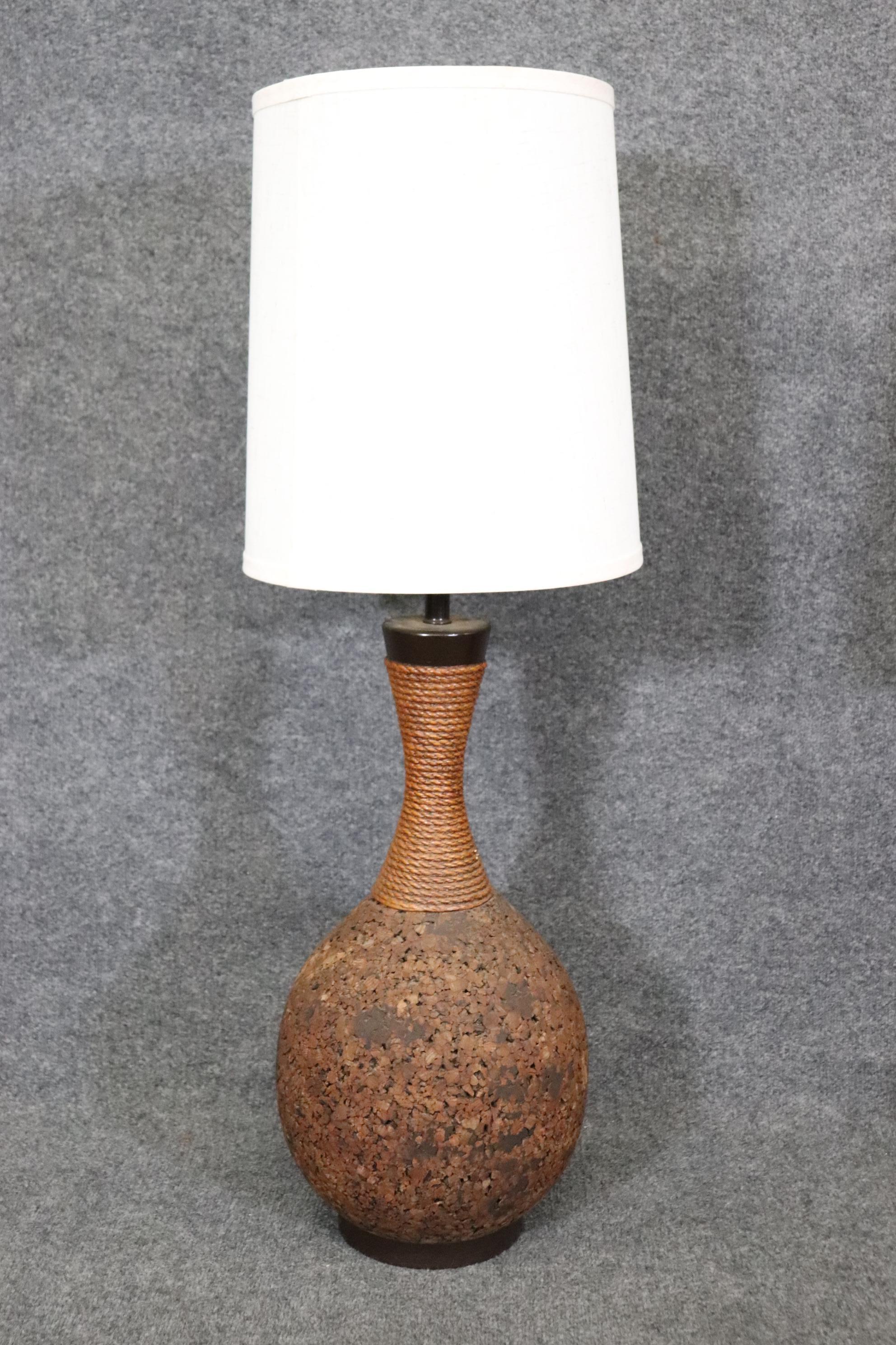 Mid-Century Modern Pair Mid Century Modern Cork Sphere Table Lamps For Sale