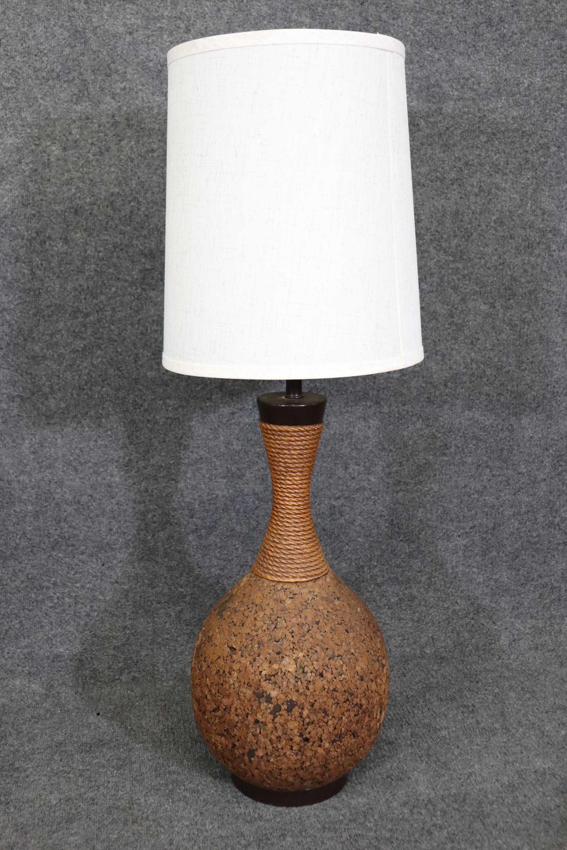 Unknown Pair Mid Century Modern Cork Sphere Table Lamps
