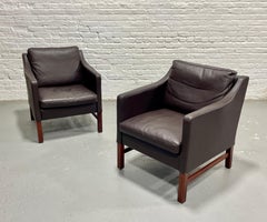 PAIR - Mid Century Modern Danish Leather LOUNGE CHAIRS by Skipper Mobler