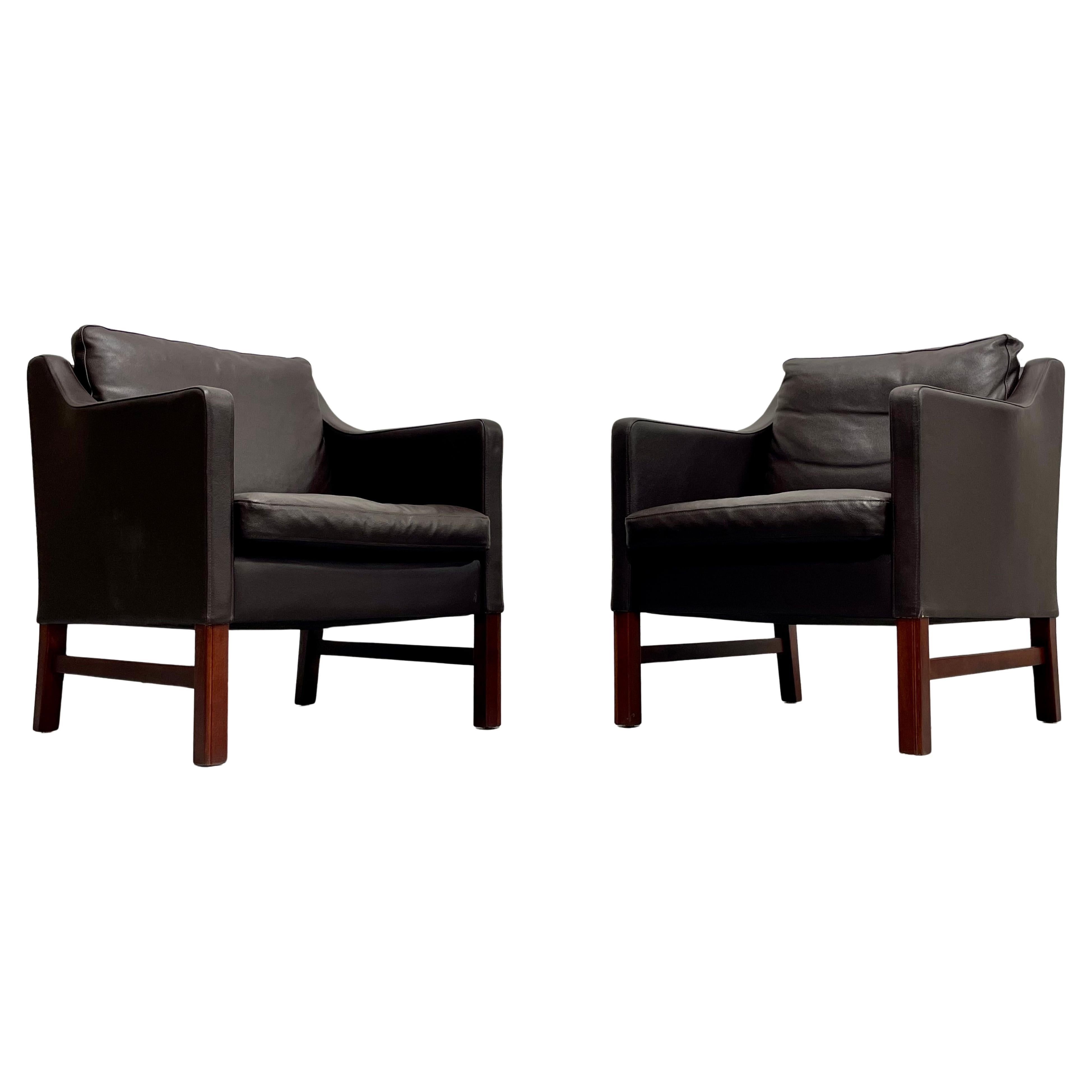 PAIR - Mid Century Modern Danish Leather LOUNGE CHAIRS by Skipper Mobler