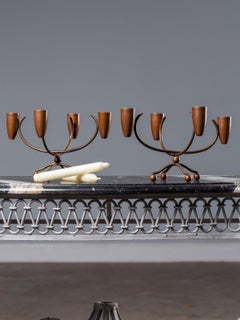 Pair of Mid-Century Modern Danish Scandinavian Copper Candlesticks, circa 1950