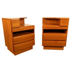 Paar Mid Century Modern Danish Teak Nachttische Kommode Schubladen von Scan Coll 1970