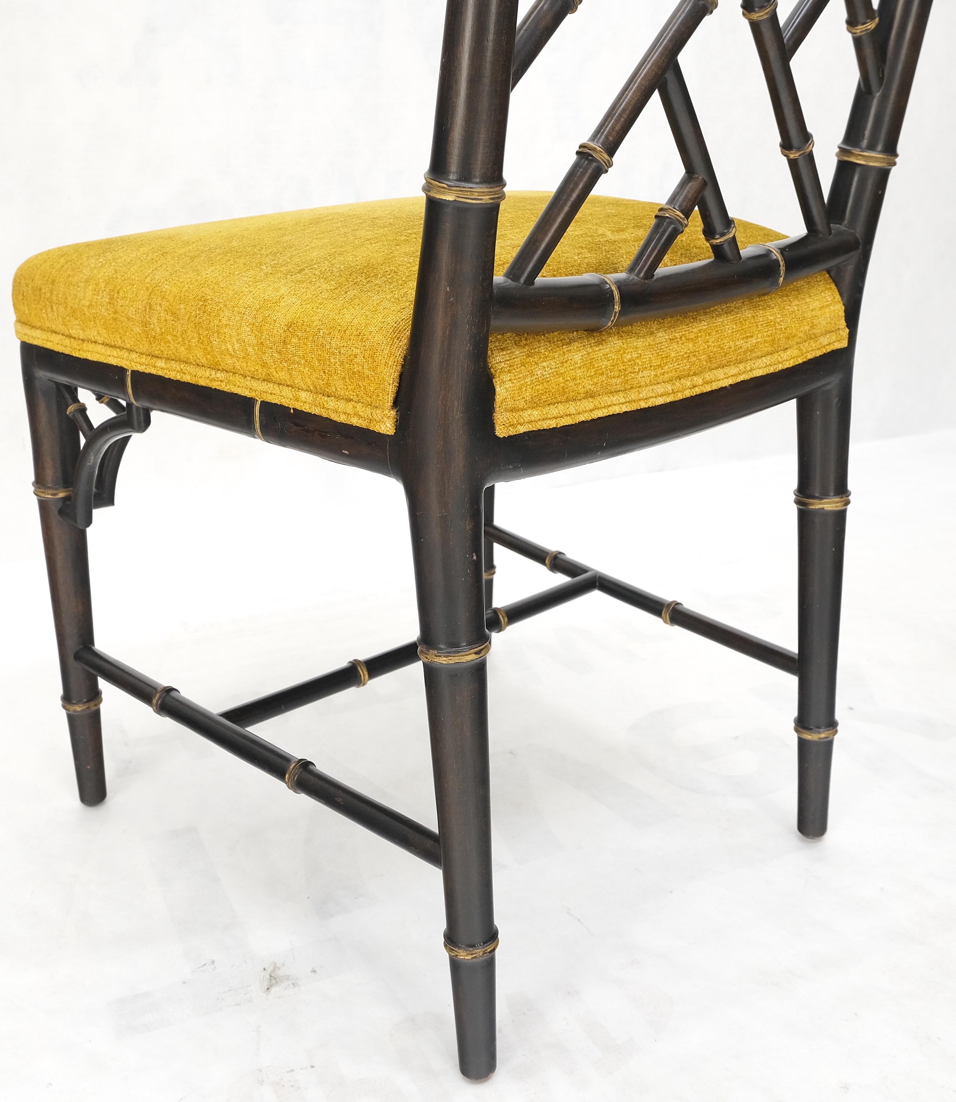 Pair Mid-Century Modern Decorative Ebonized Walnut Faux Bamboo Side Chairs Mint!