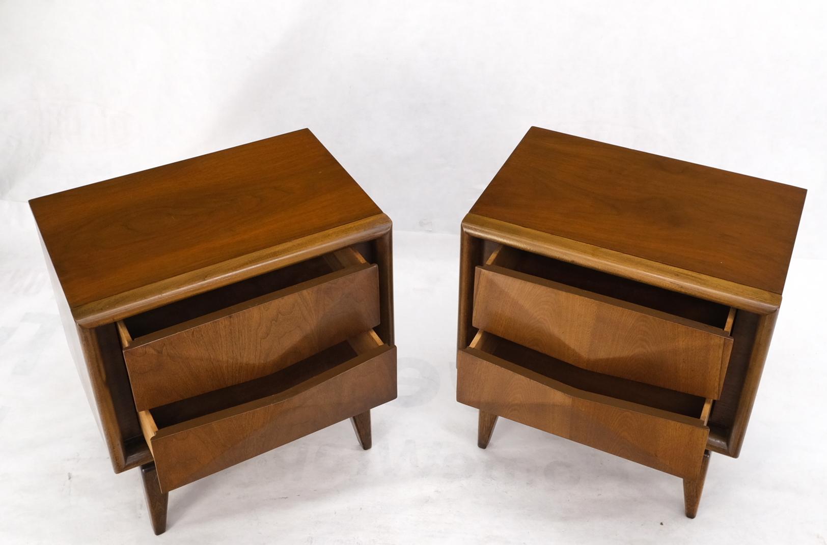 20th Century Pair Mid-Century Modern Dimond Front Drawers End Tables Nightstands Stands For Sale