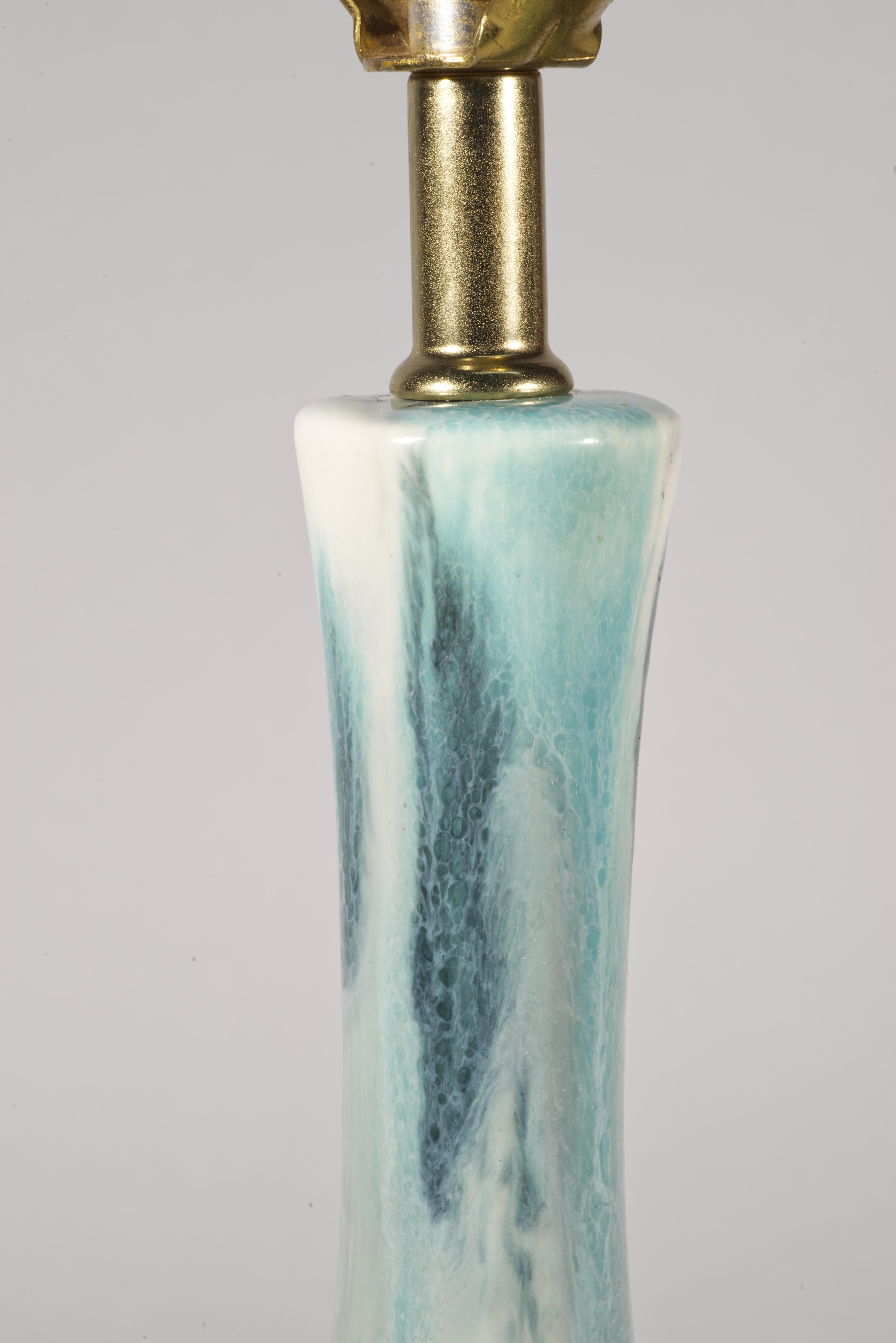 Paire de lampes de table en céramique Drip Flambe du milieu du siècle dernier Haeger années 1950 en vente 2
