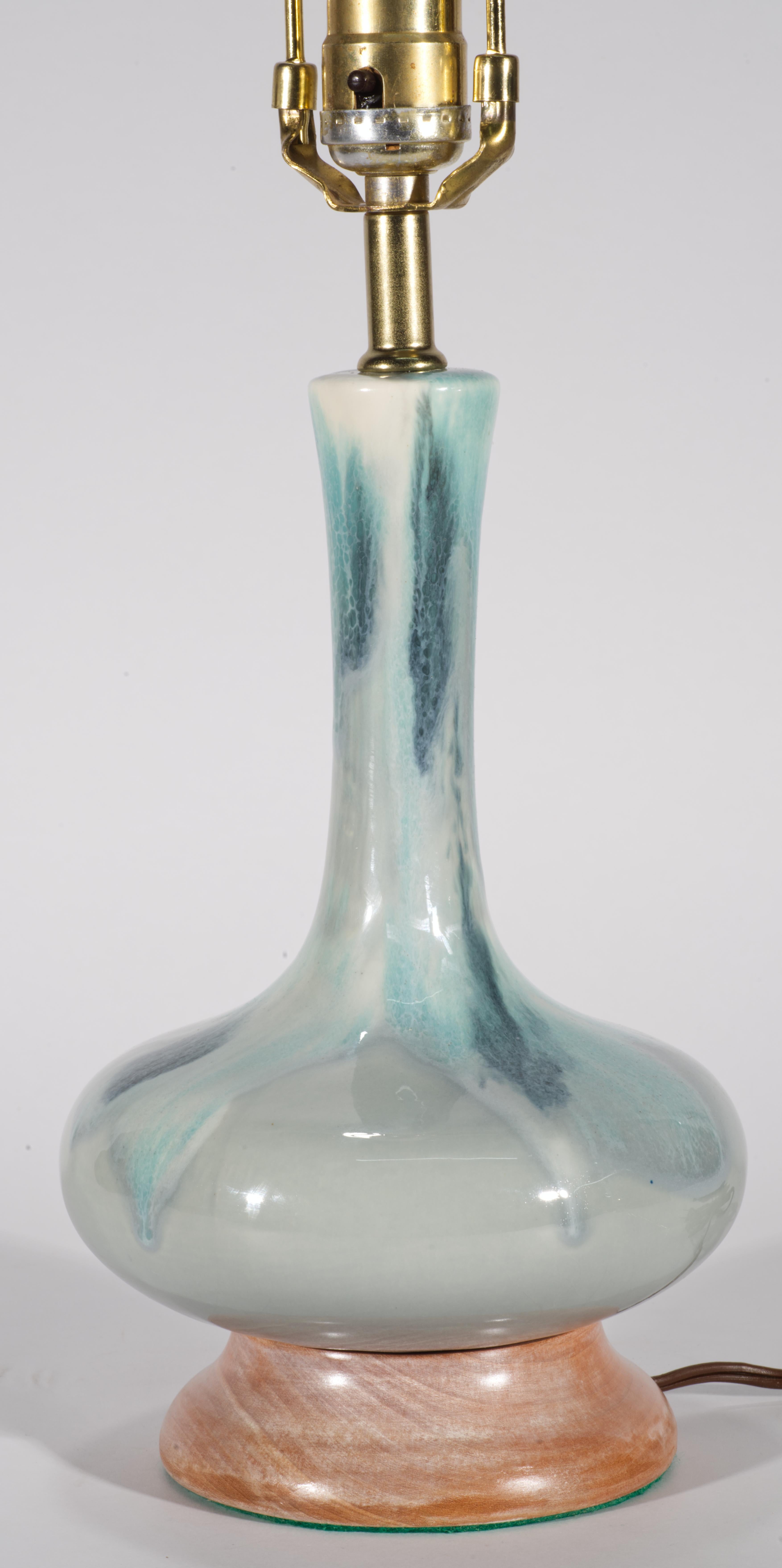 Paire de lampes de table en céramique Drip Flambe du milieu du siècle dernier Haeger années 1950 en vente 5
