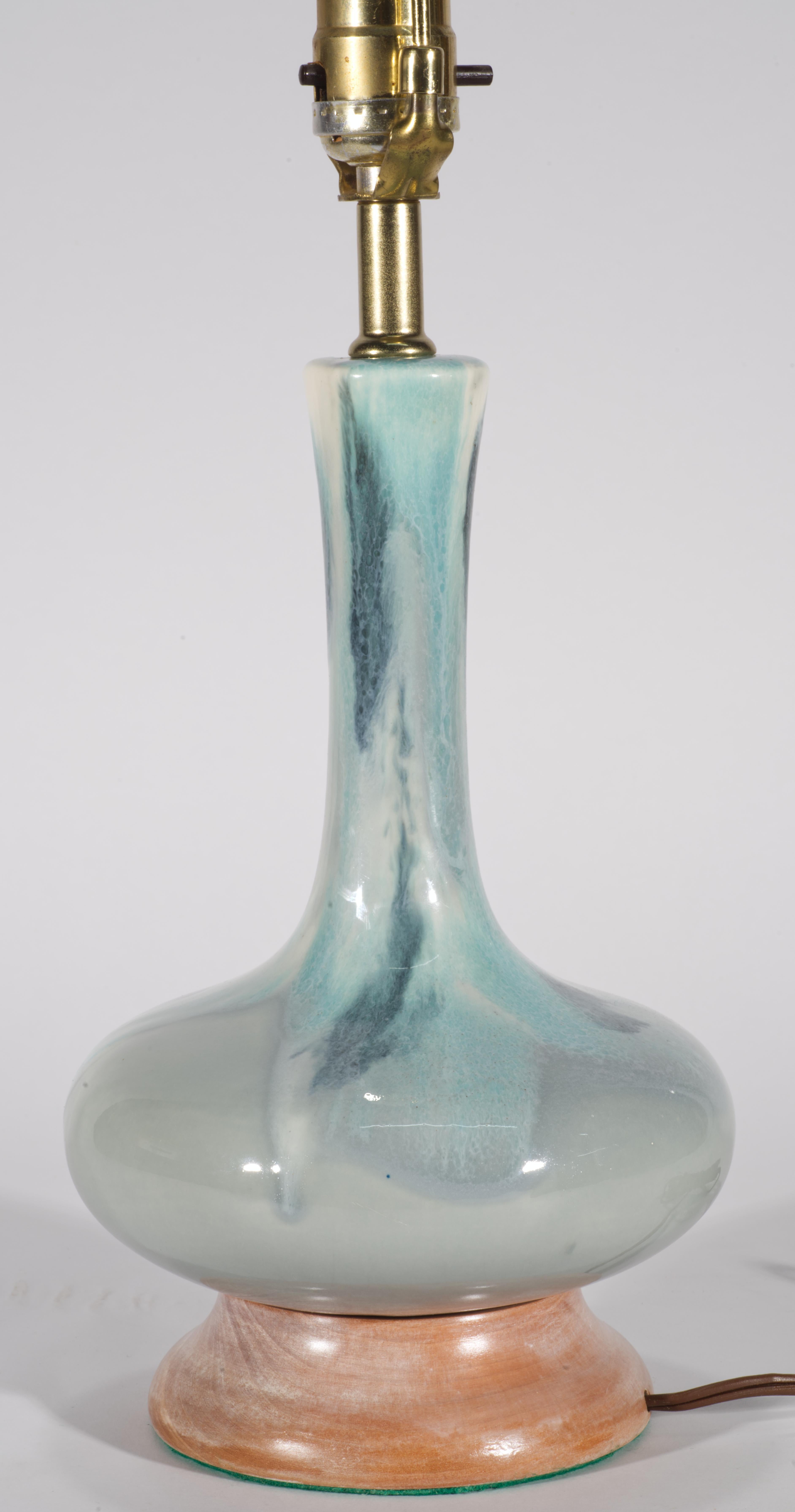 Paire de lampes de table en céramique Drip Flambe du milieu du siècle dernier Haeger années 1950 en vente 6