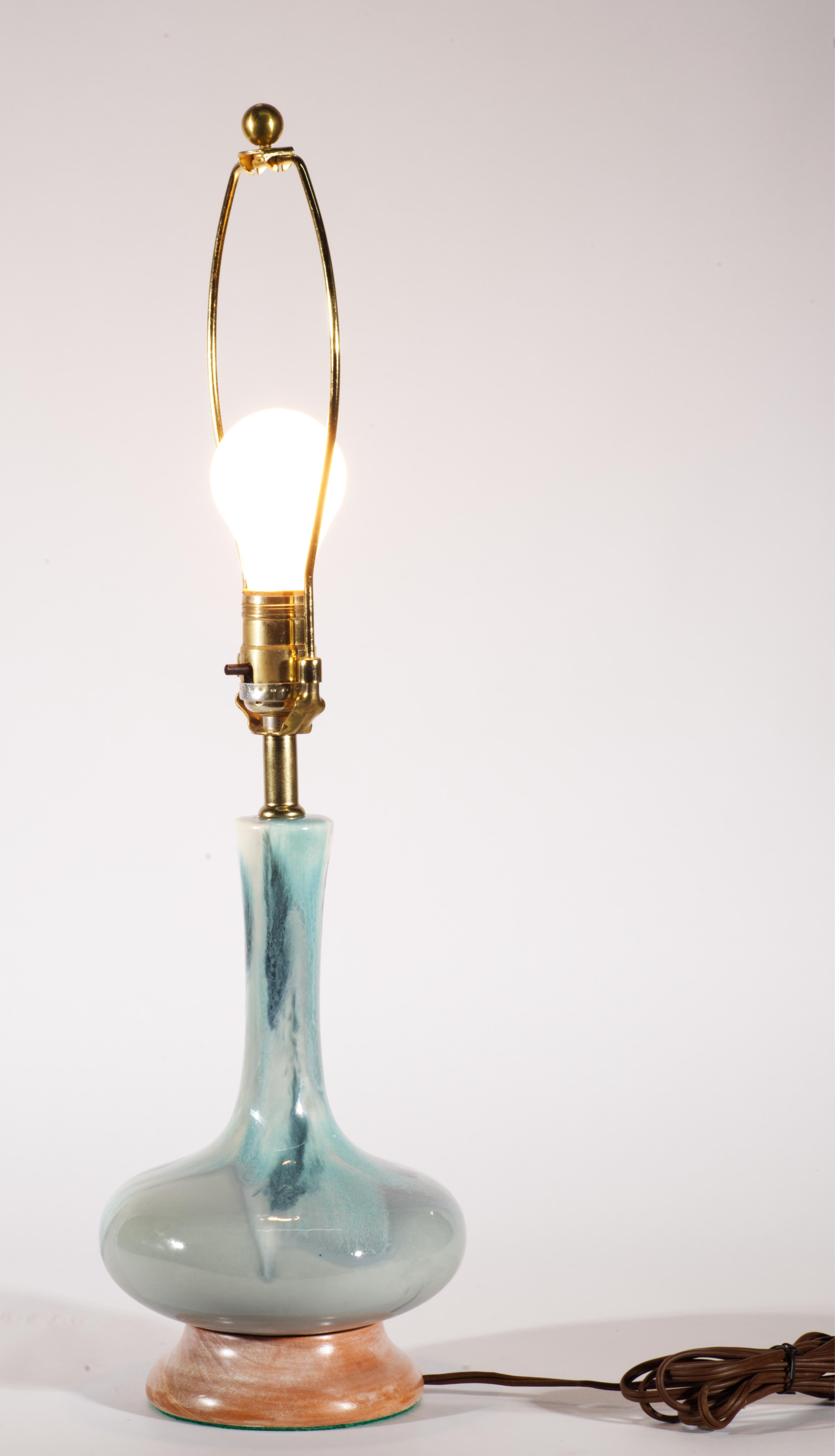 Paire de lampes de table en céramique Drip Flambe du milieu du siècle dernier Haeger années 1950 en vente 7