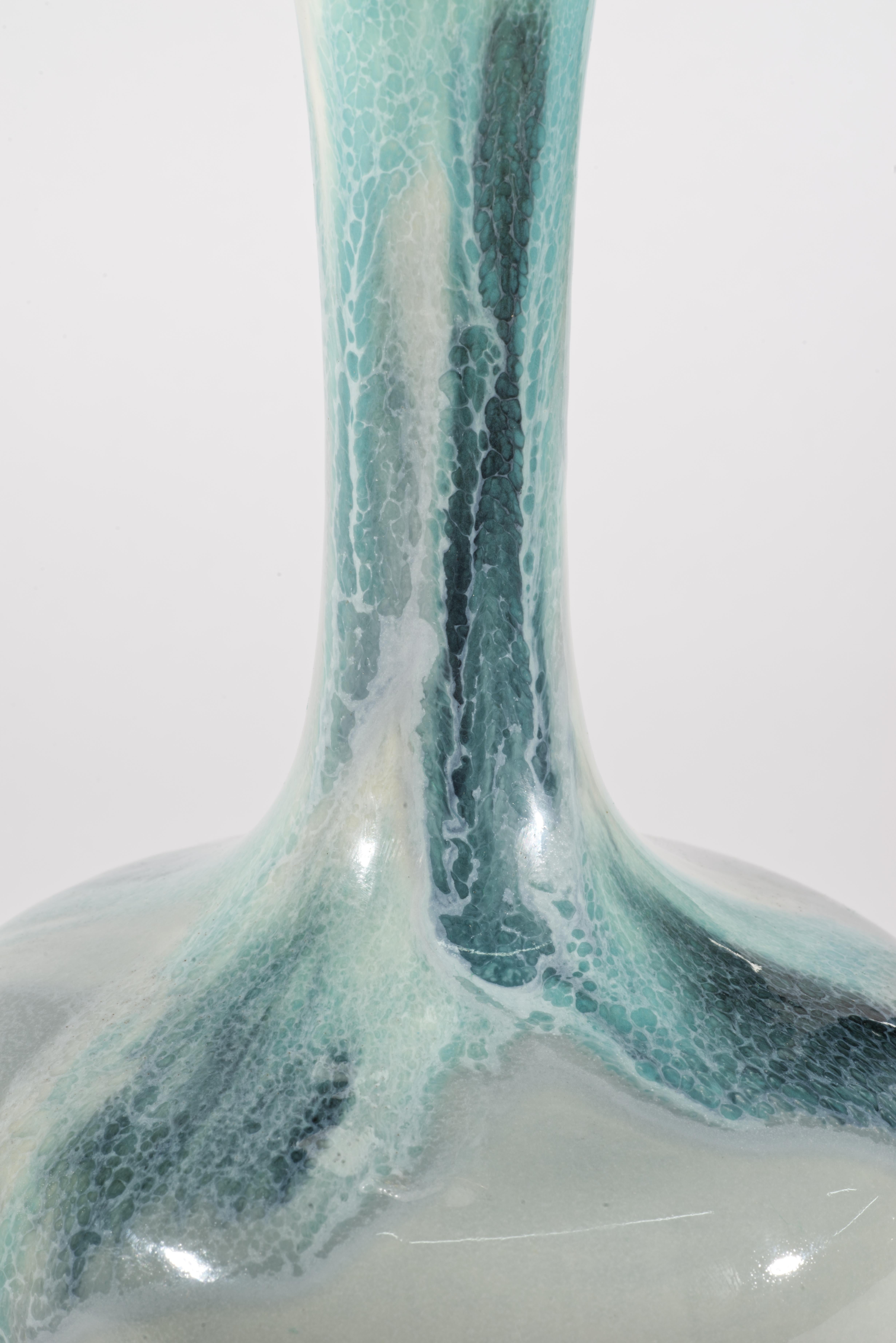 Céramique Paire de lampes de table en céramique Drip Flambe du milieu du siècle dernier Haeger années 1950 en vente