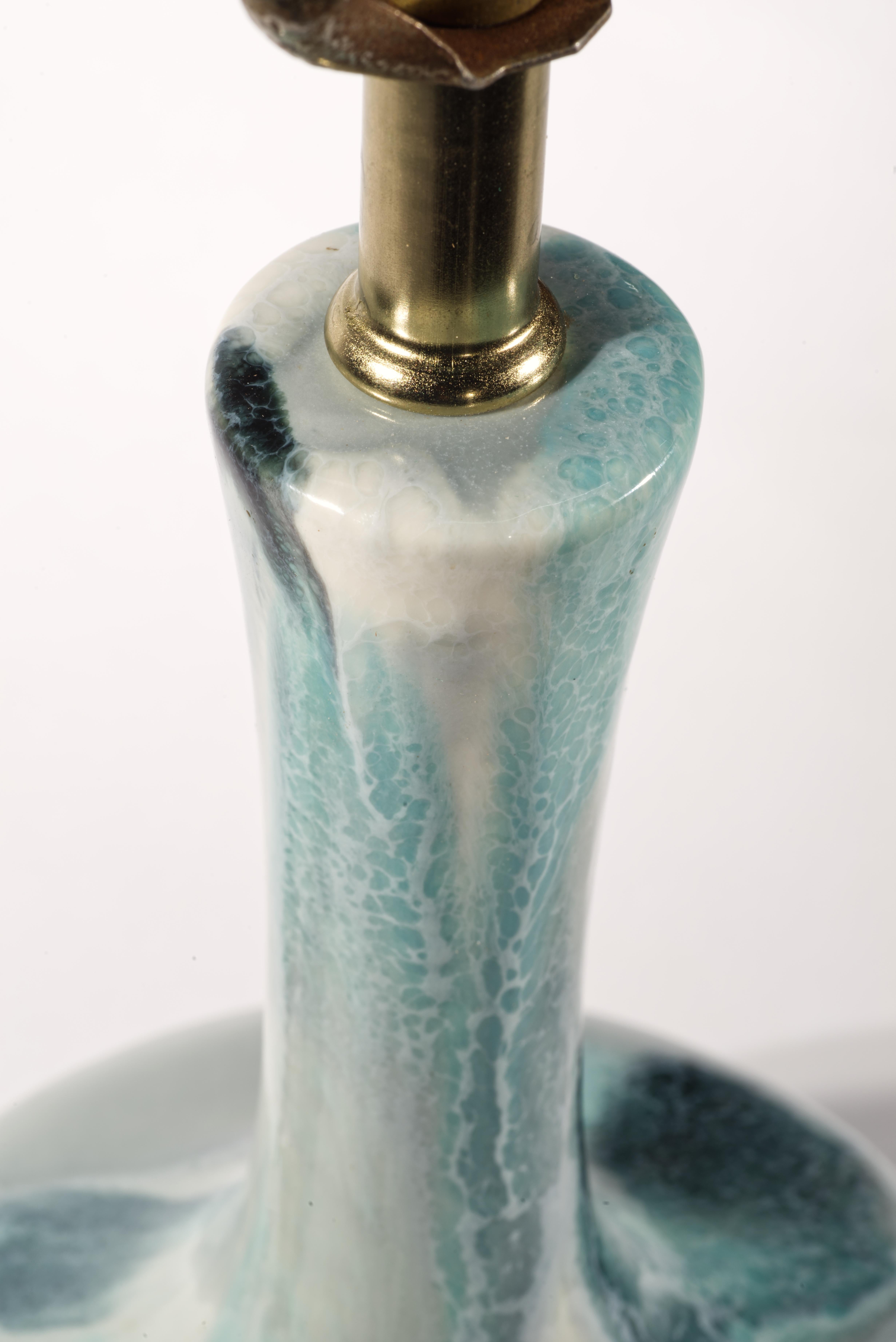 Paire de lampes de table en céramique Drip Flambe du milieu du siècle dernier Haeger années 1950 en vente 1