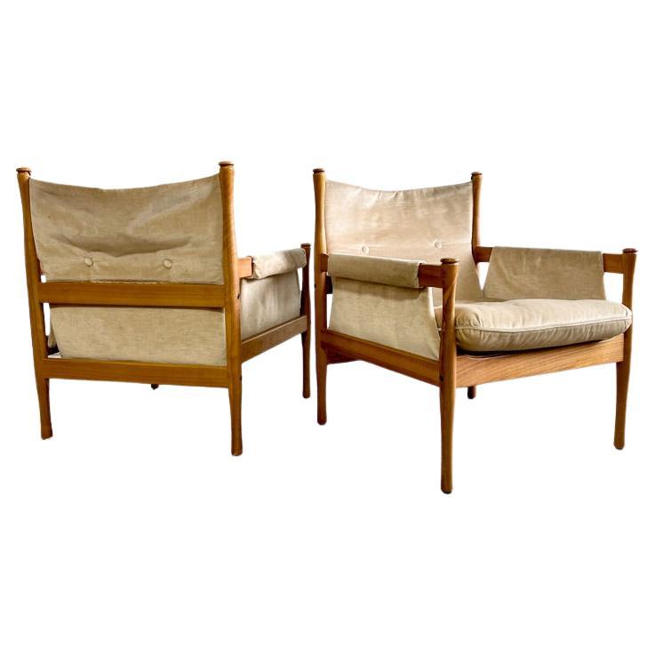 Pair Mid Century Modern Easy Chairs by Dux