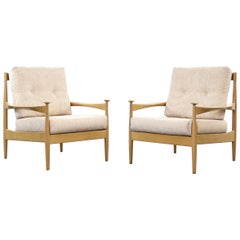 Pair of Mid-Century Modern Easy Chairs in Beechwood Scandinavian, 1960s