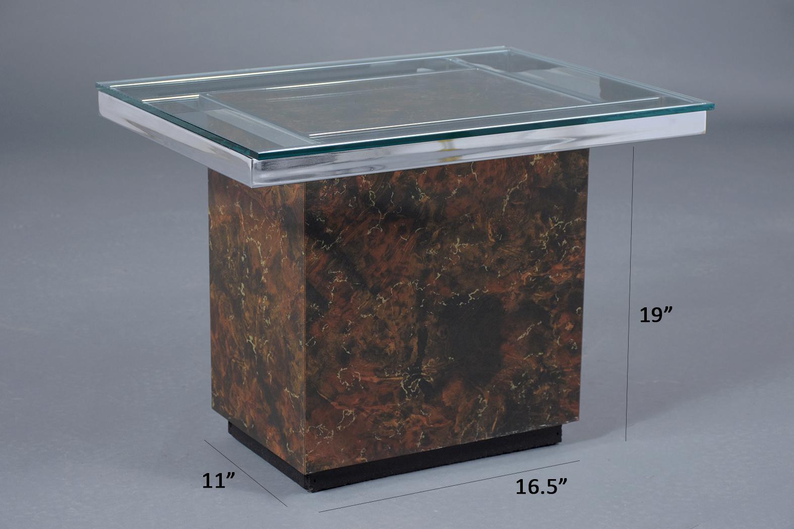 Mid-20th Century Mid-Century Modern Steel & Formica Side Tables with Glass Tops