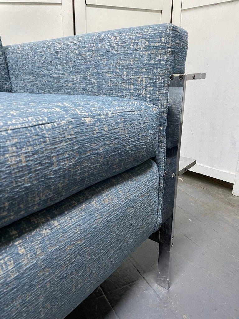 Mid Century Modern Pair Flat Bar Chrome Lounge Chairs For Sale at 1stDibs