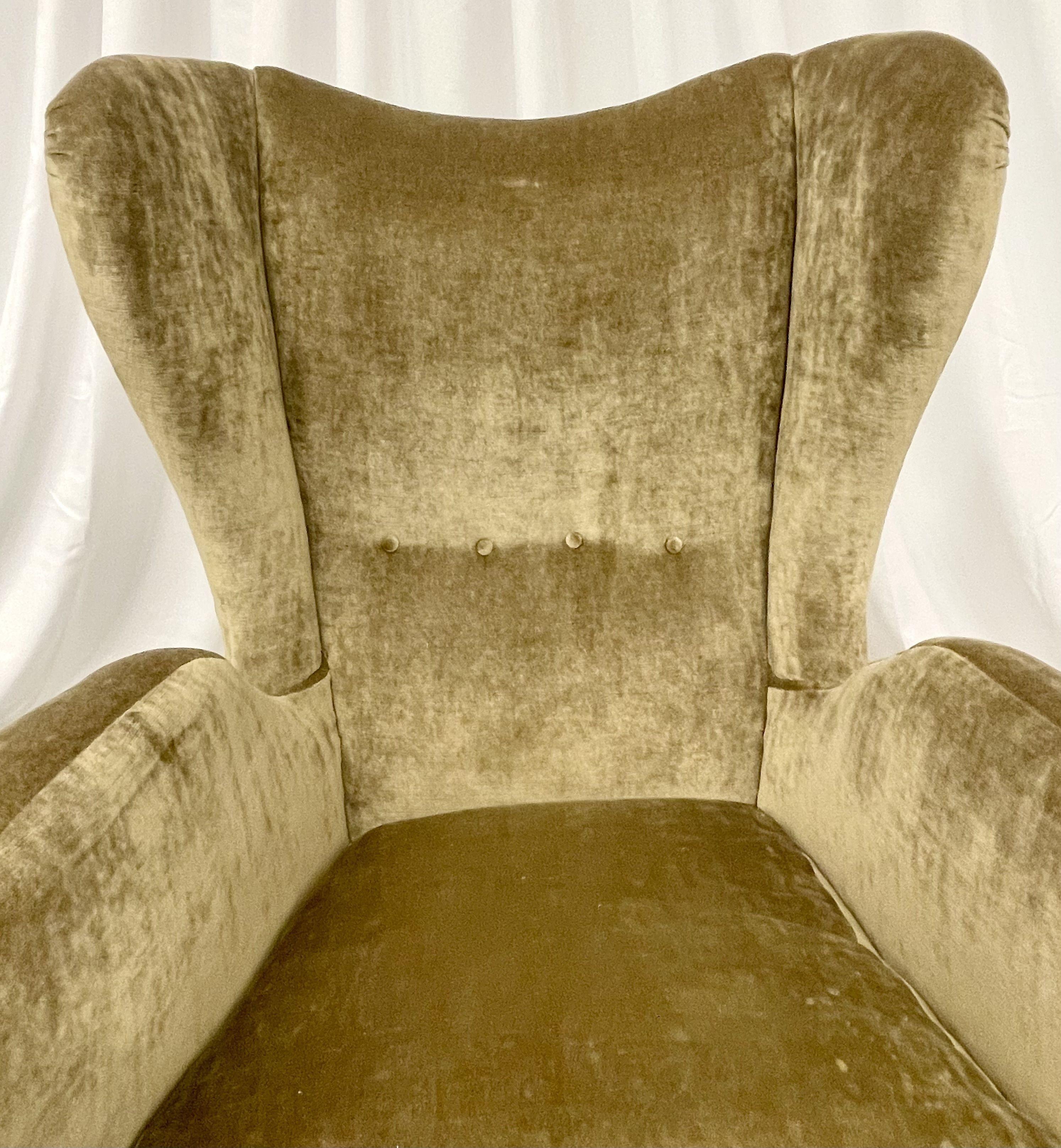 Pair Mid-Century Modern French Designer Wingback, Lounge Chairs, France, 1970s 3