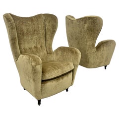 Retro Pair Mid-Century Modern French Designer Wingback, Lounge Chairs, France, 1970s