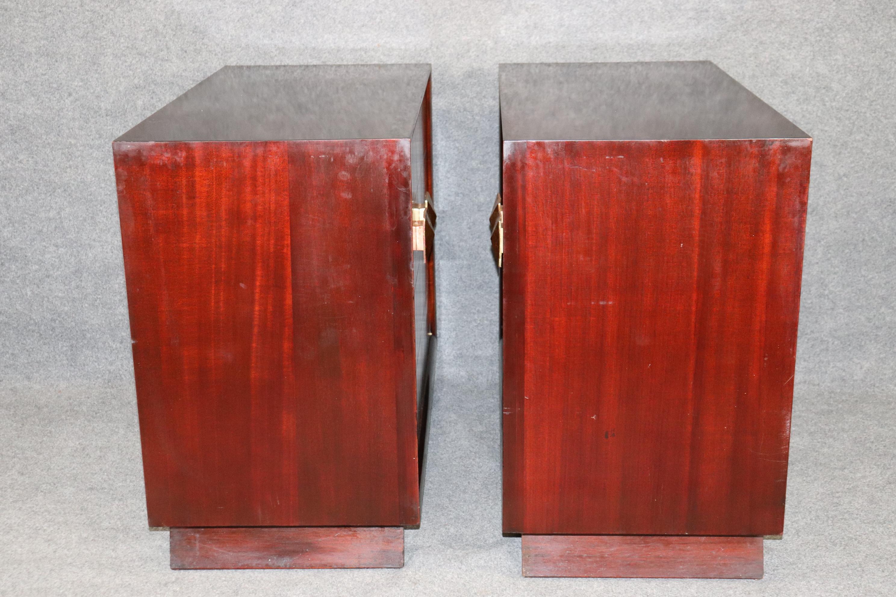 Pair Mid-Century Modern Gilded Mahogany Buffets Cabinets, circa 1950 For Sale 1