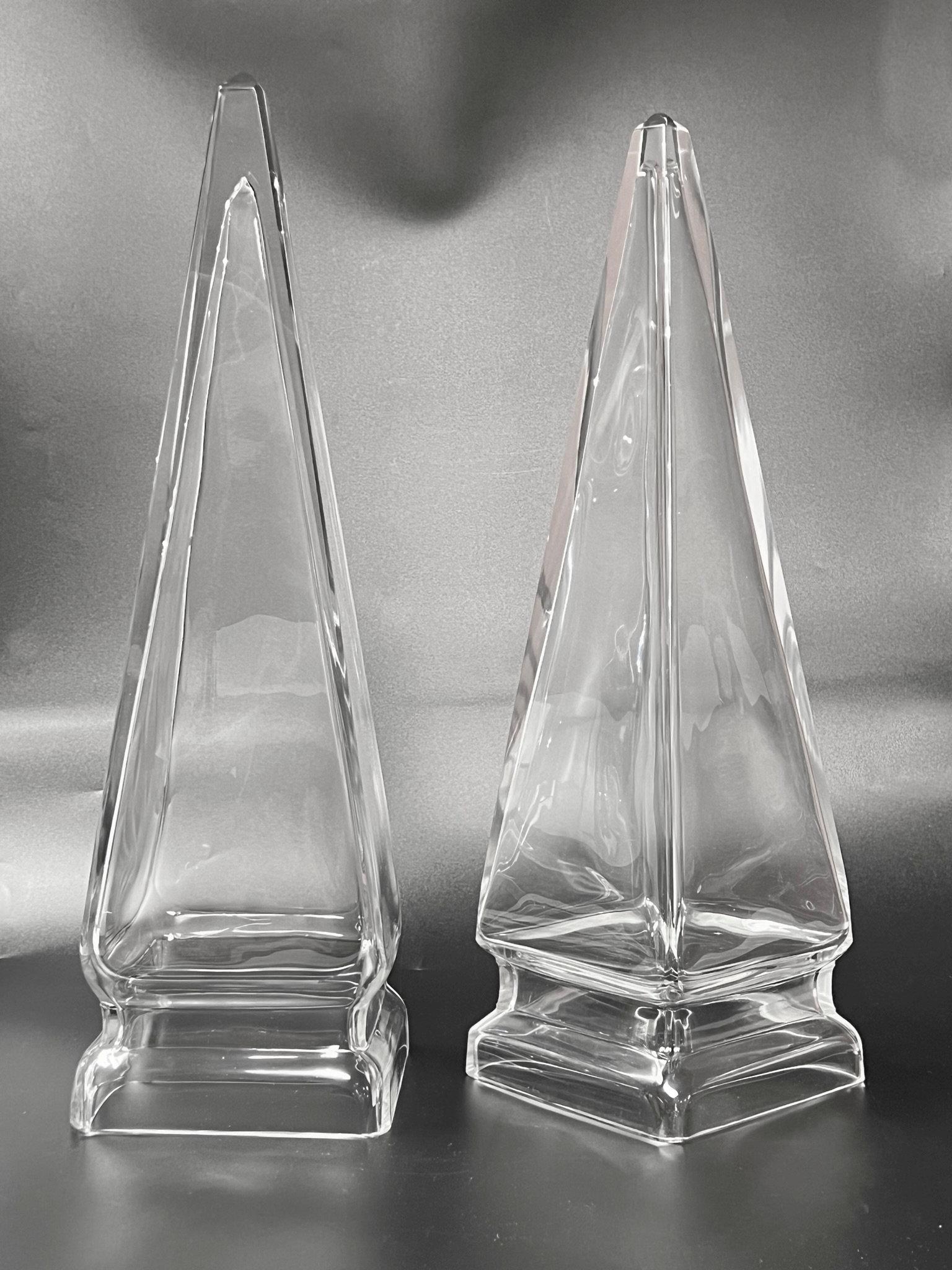 20th Century Pair Mid-Century Modern Glass Obelisks For Sale