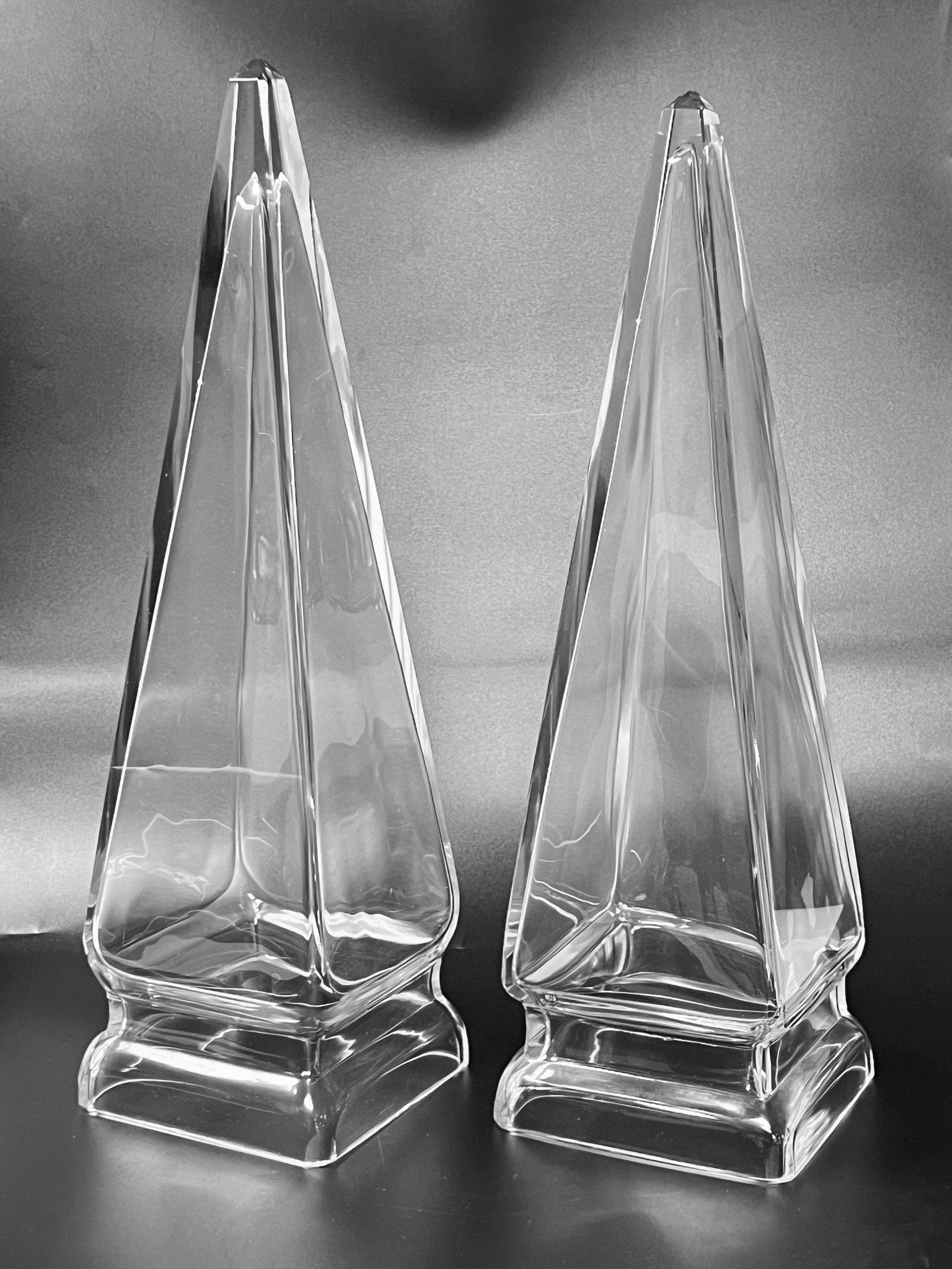 Pair Mid-Century Modern Glass Obelisks For Sale 1