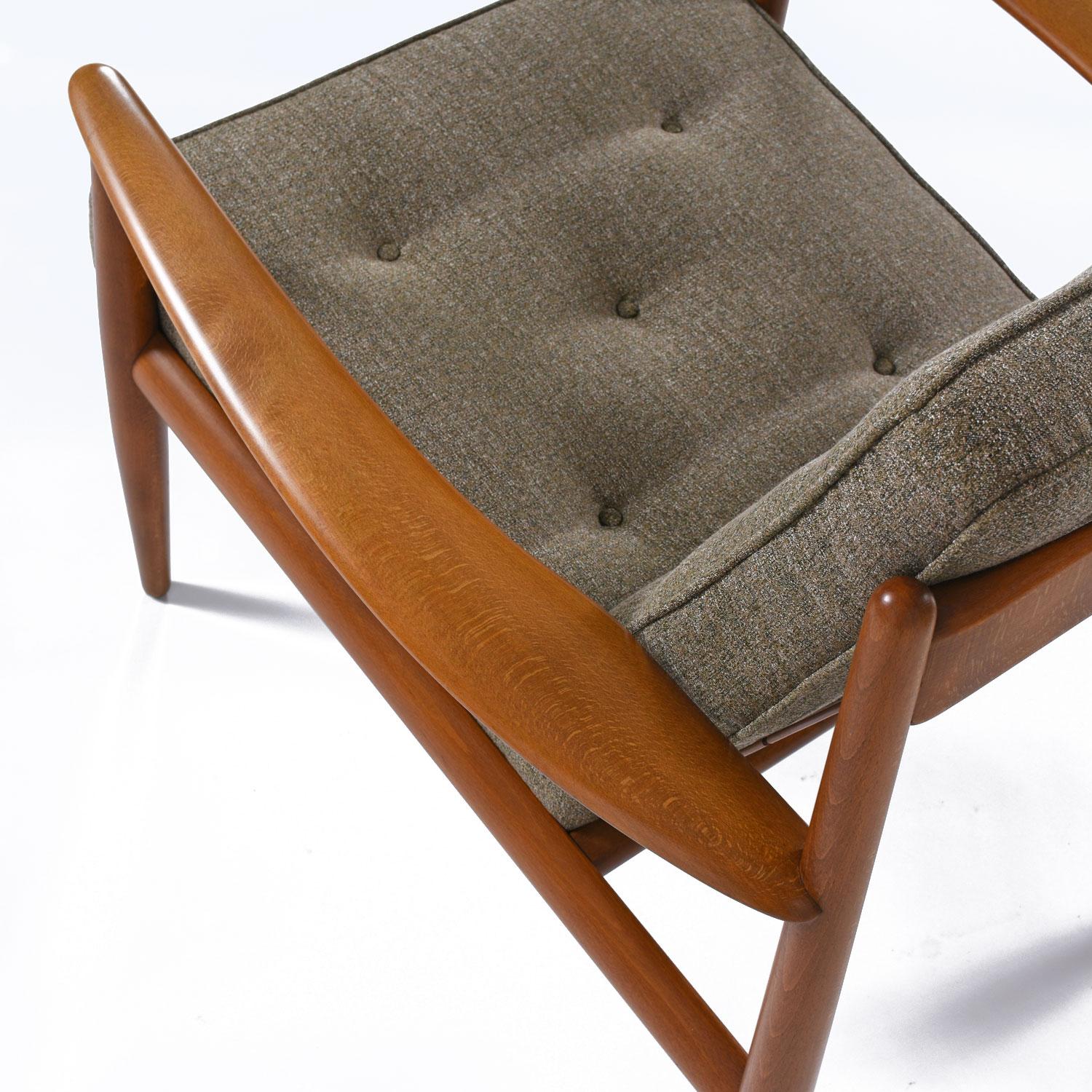 Fabric Pair Mid-Century Modern Grete Jalk France Daverkosen Danish Lounge Chairs