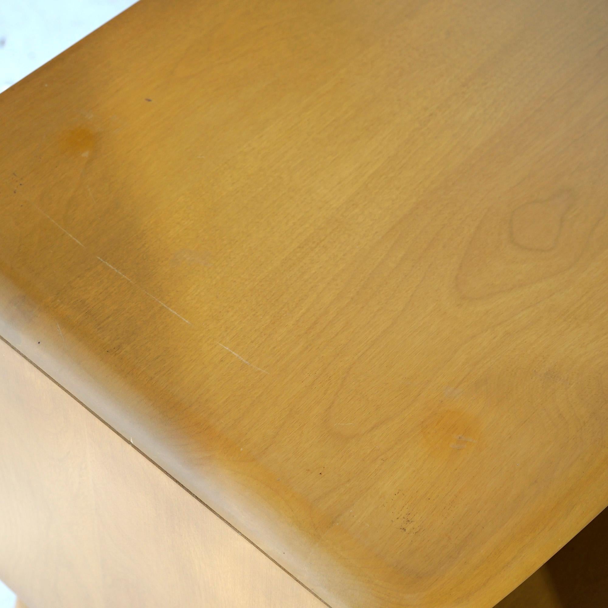 Pair Mid-Century Modern Heywood Wakefield Night Stands with Drawer, Wheat, c1950 5