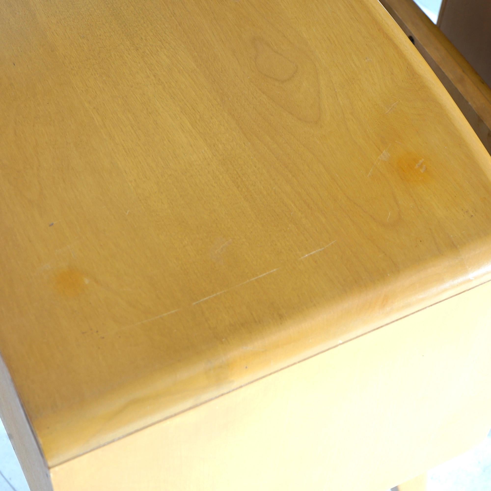 Pair Mid-Century Modern Heywood Wakefield Night Stands with Drawer, Wheat, c1950 6