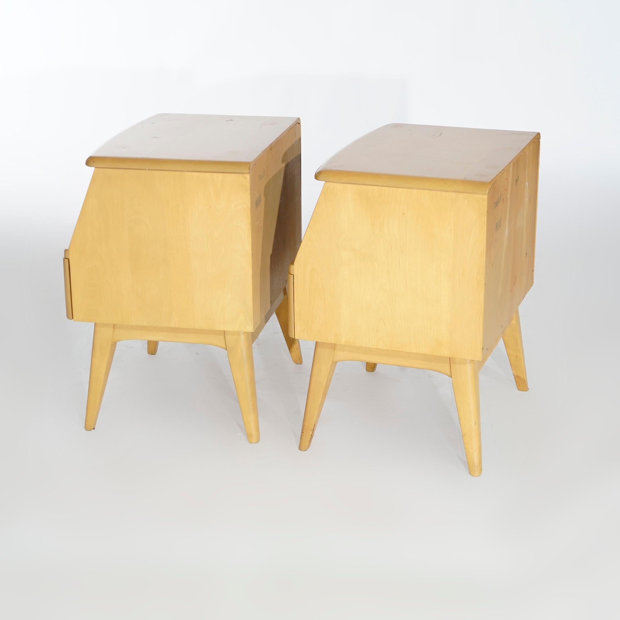 Pair Mid-Century Modern Heywood Wakefield Night Stands with Drawer, Wheat, c1950 1