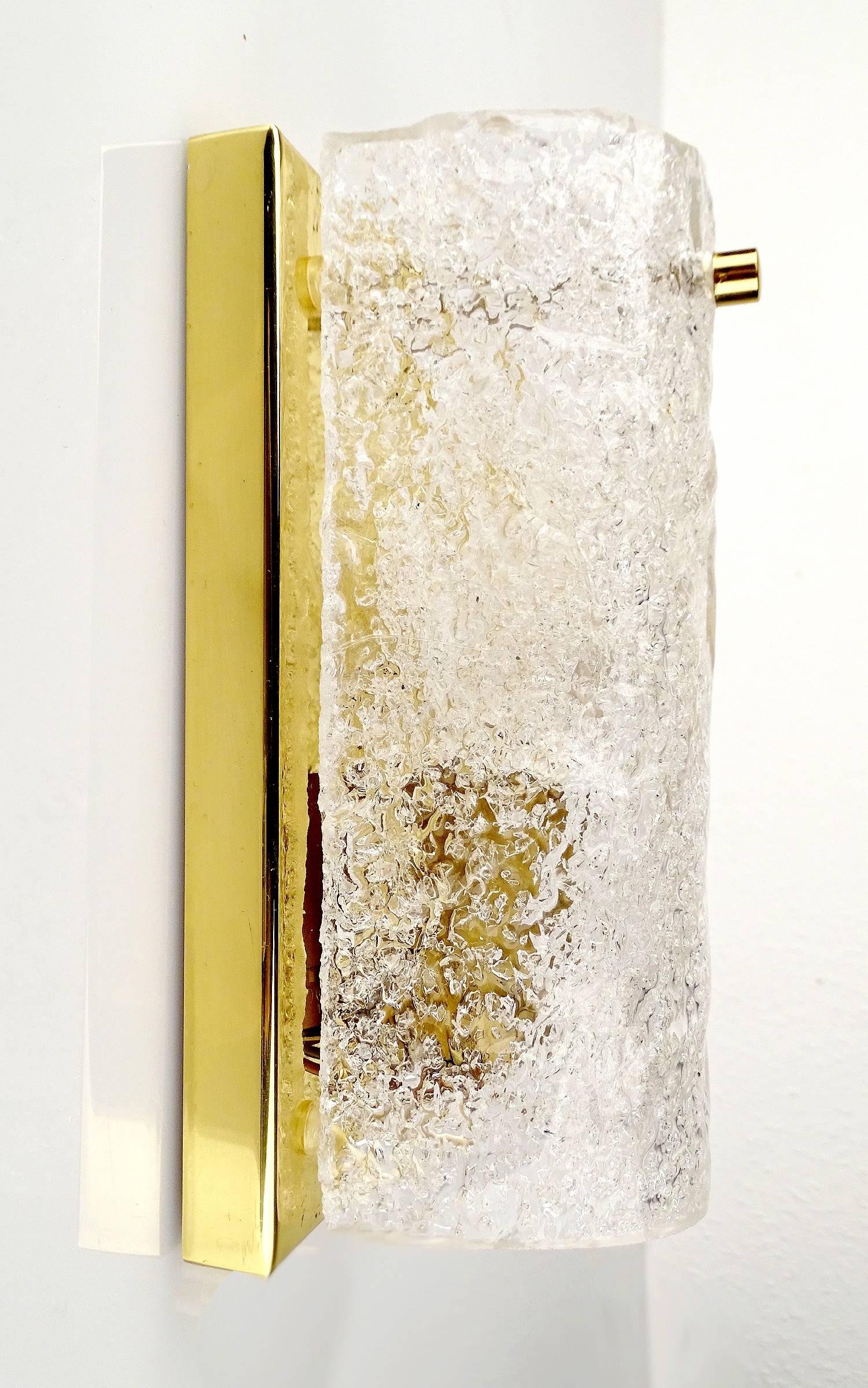 Pair Murano Glass  Brass Mirror Vanity Sconces, 1960s  1
