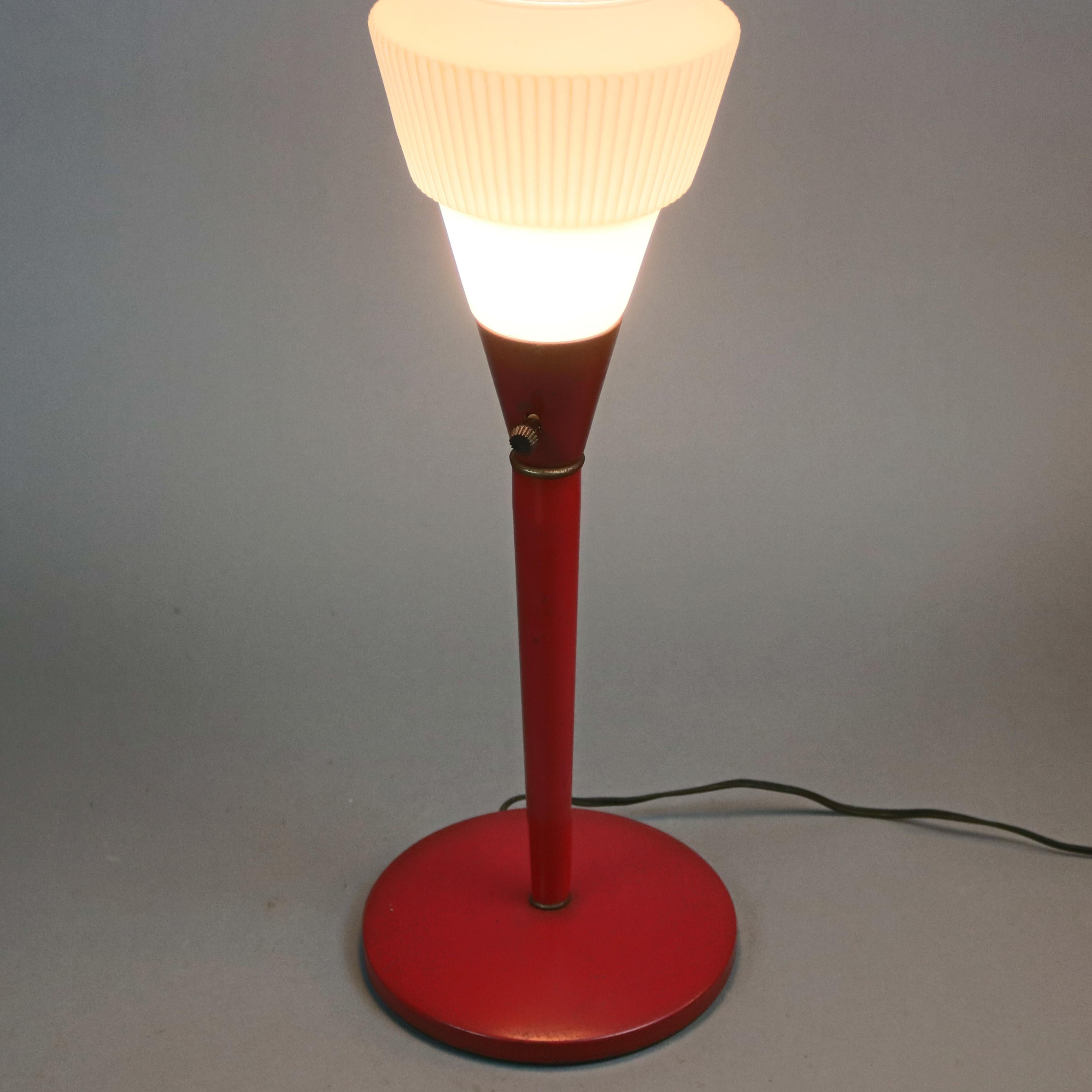 20th Century Pair of Mid-Century Modern Italian Metal and Acrylic Umbrella Table Lamps