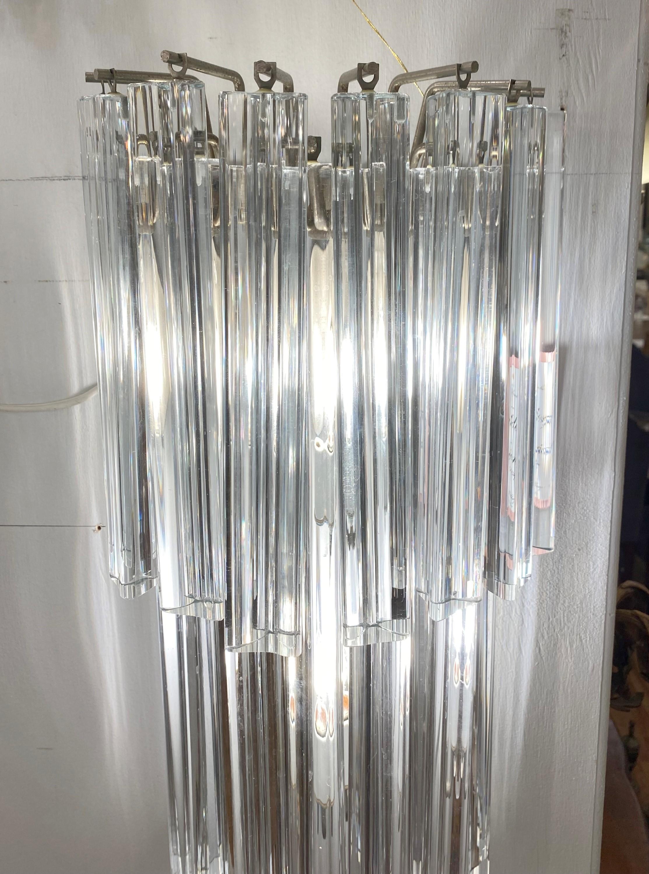 Pair Mid-Century Modern Italy Crystal Sconces Quantity Available For Sale 3