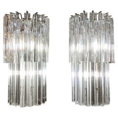 Paar Mid-Century Modern Italy Crystal Sconces Menge verfügbar