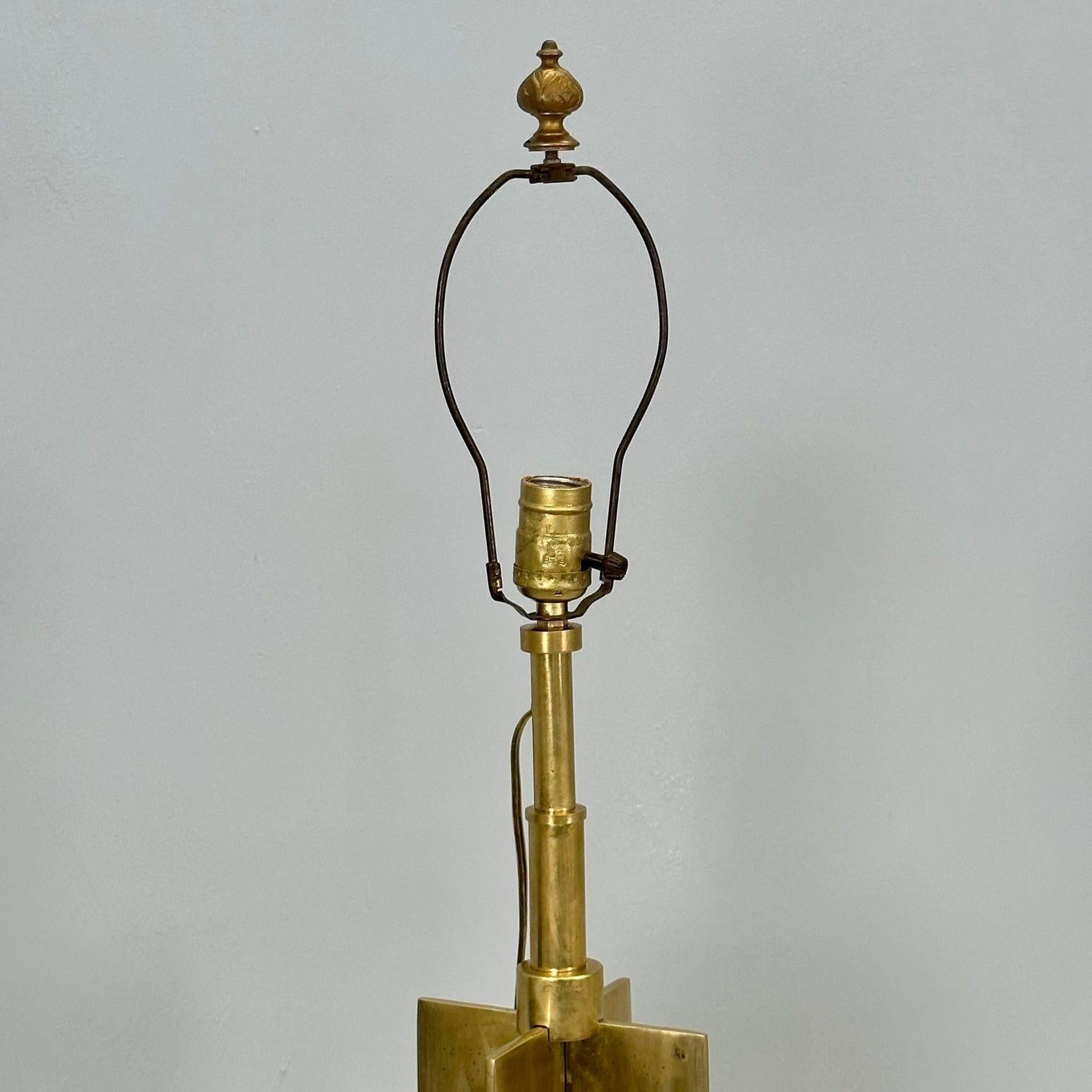 Paire de lampes de bureau en bronze massif de style Jean Michel Frank, mi-siècle moderne en vente 4