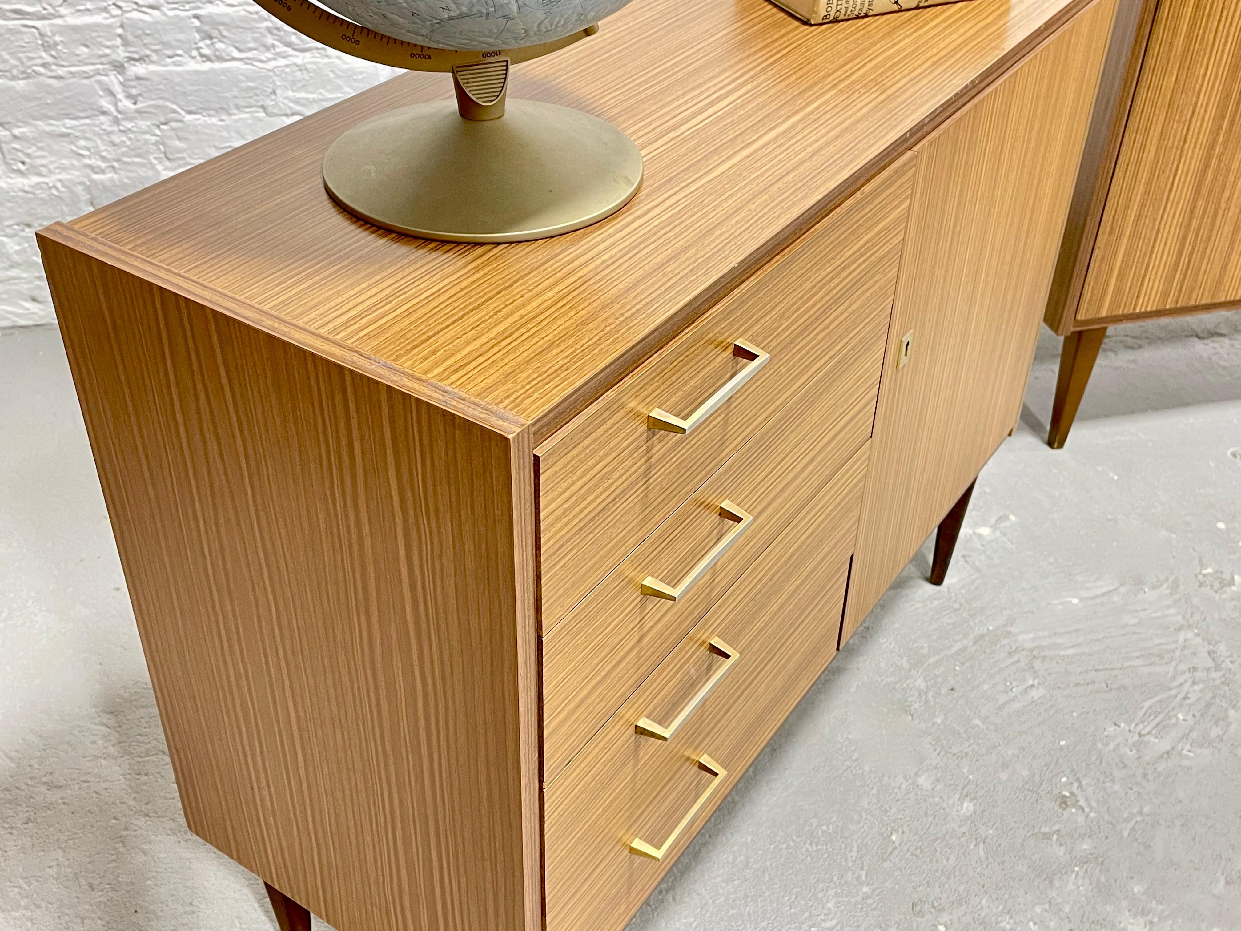 PAIR Mid Century MODERN Laminate CREDENZAS/ Cabinets, Made in Germany, c. 1960's For Sale 5