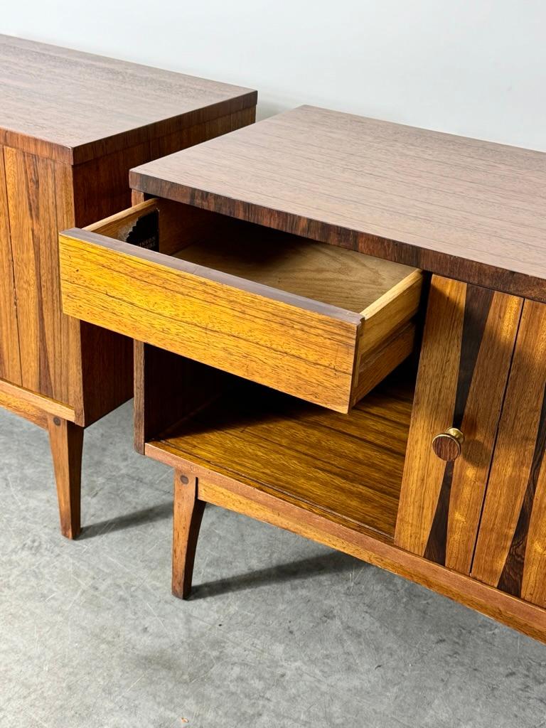 Mid-20th Century Pair Mid Century Modern Lane Rosewood Single Drawer Night Stands End Tables  For Sale
