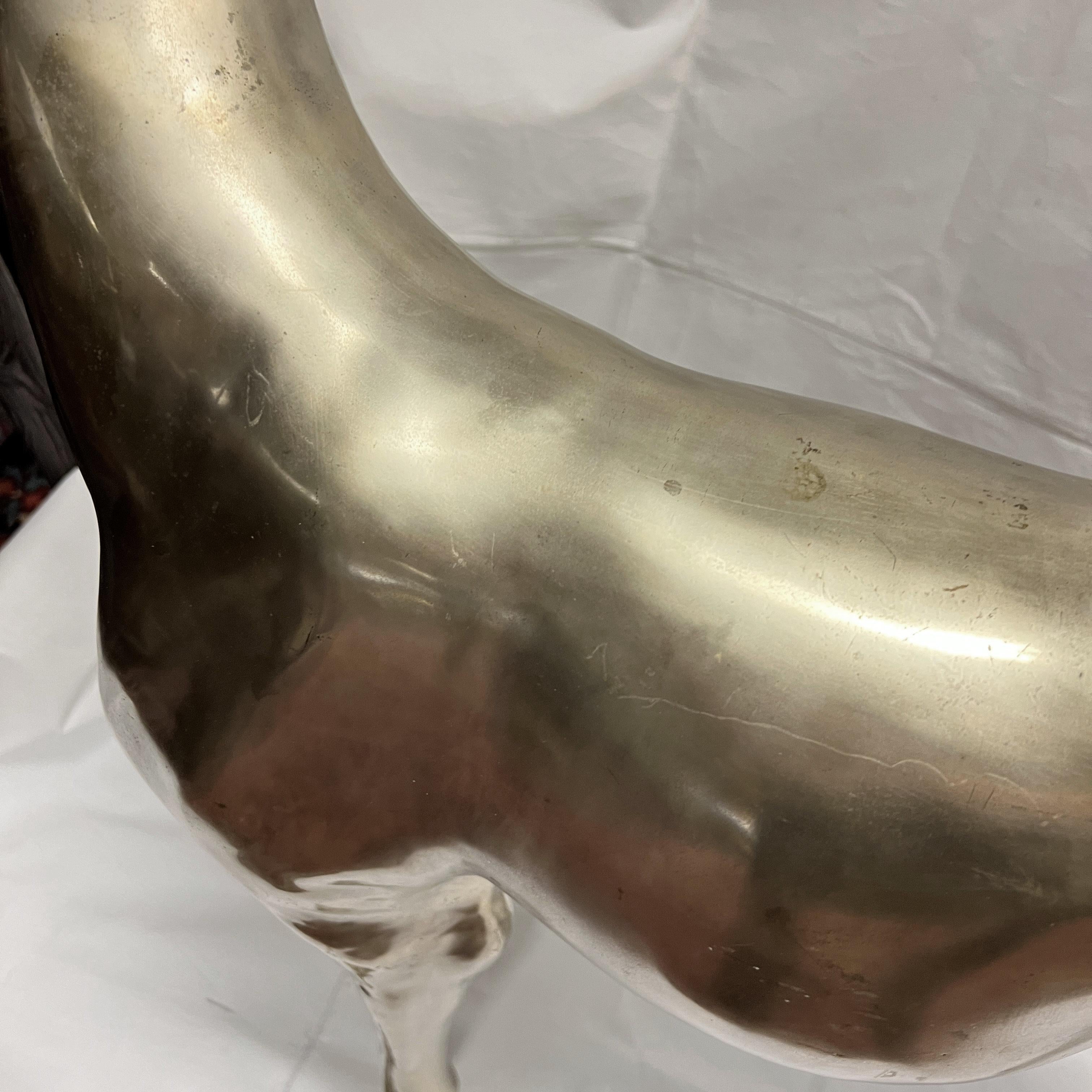 Pair Mid-Century Modern Lifesize Silvered Bronze Greyhound Sculptures For Sale 8