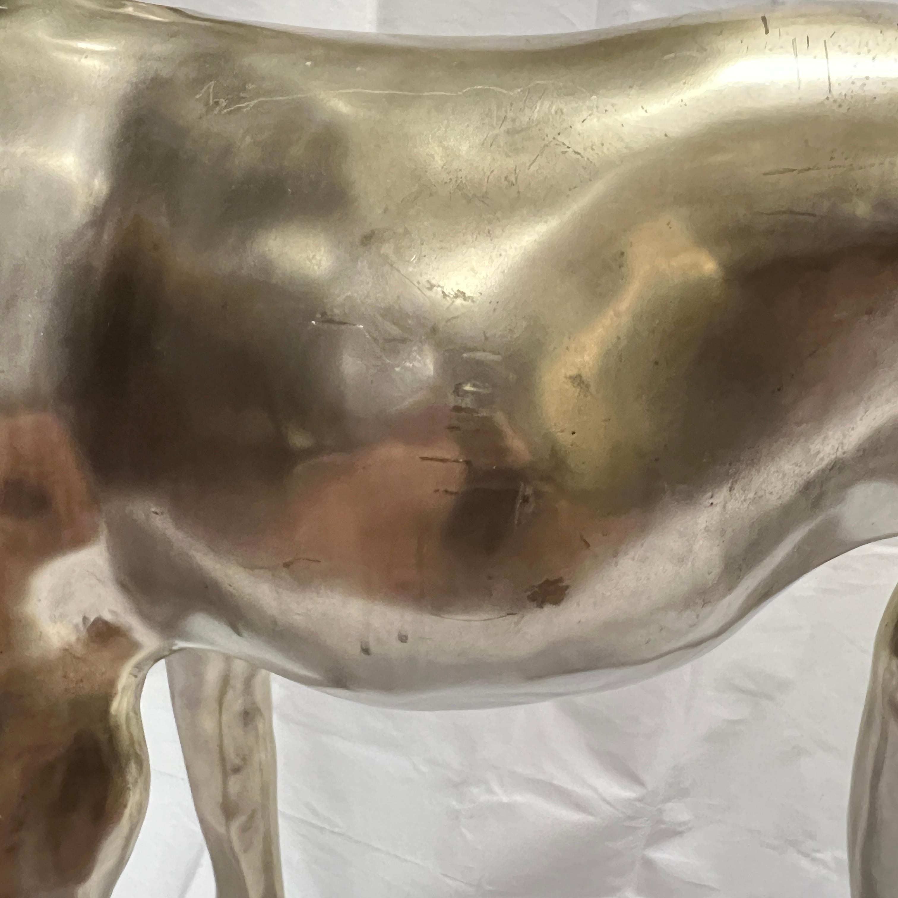 Pair Mid-Century Modern Lifesize Silvered Bronze Greyhound Sculptures For Sale 11