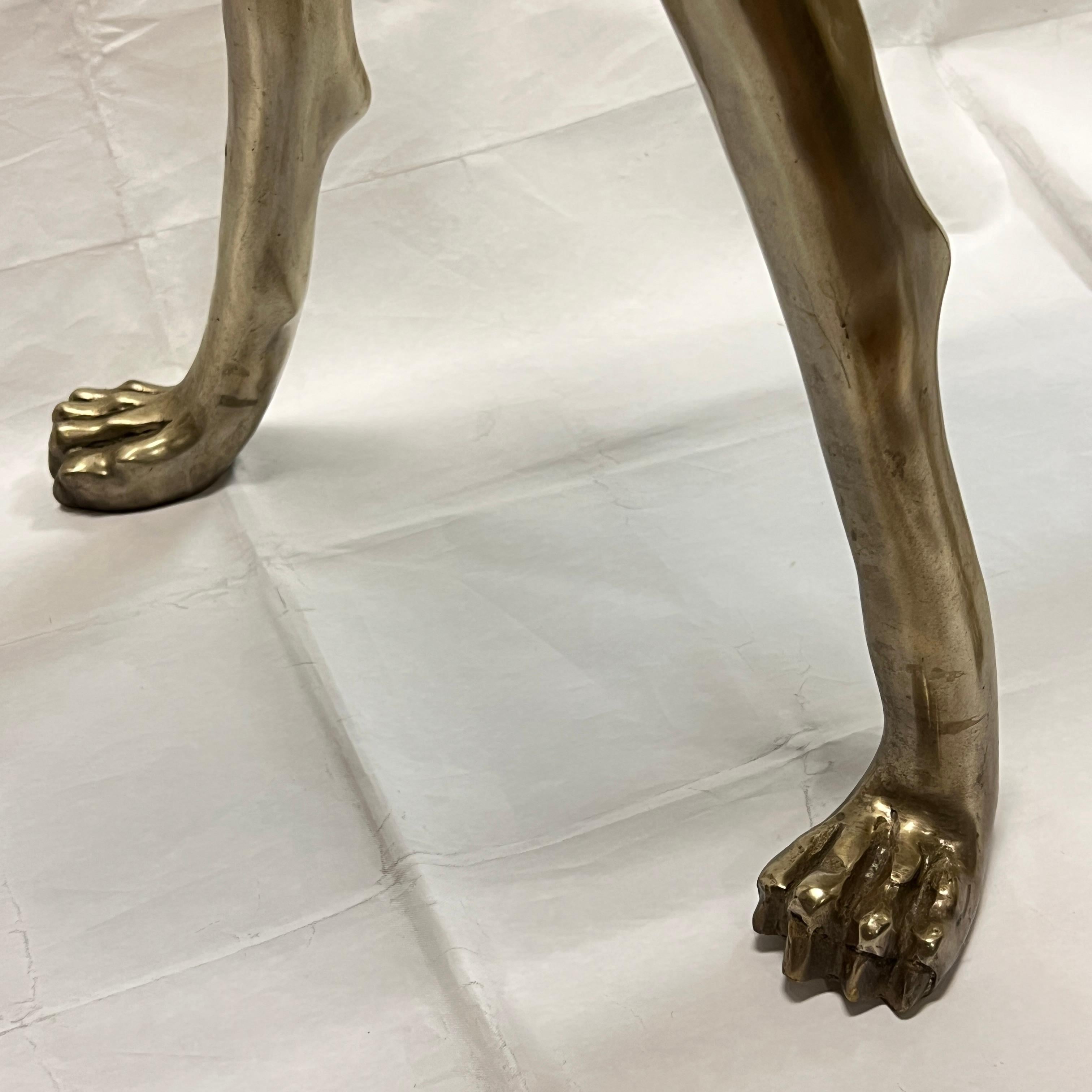 Pair Mid-Century Modern Lifesize Silvered Bronze Greyhound Sculptures For Sale 4
