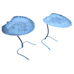 Pair Mid-Century Modern Lotus Leaf Iron Nesting Tables by Maurizio Tempestini