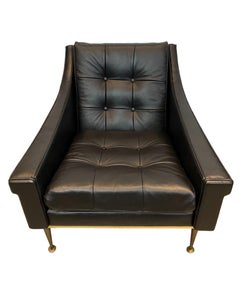 Mid-Century Modern Lounge Chairs 1960 Newly Upholstered in Italian Leather, Pair