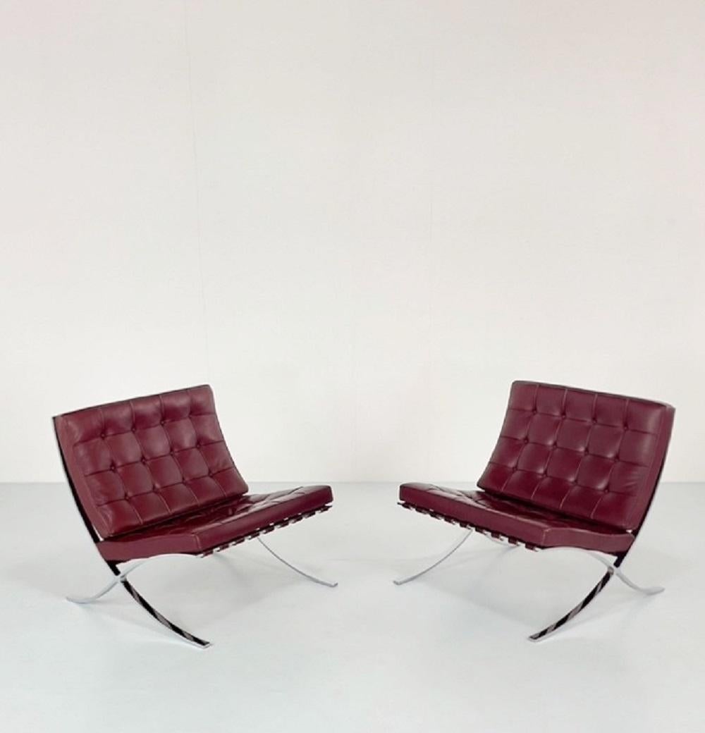 20th Century Pair Mid-Century Modern Lounge Chairs by Ludwig Mies van der Rohe, Knoll