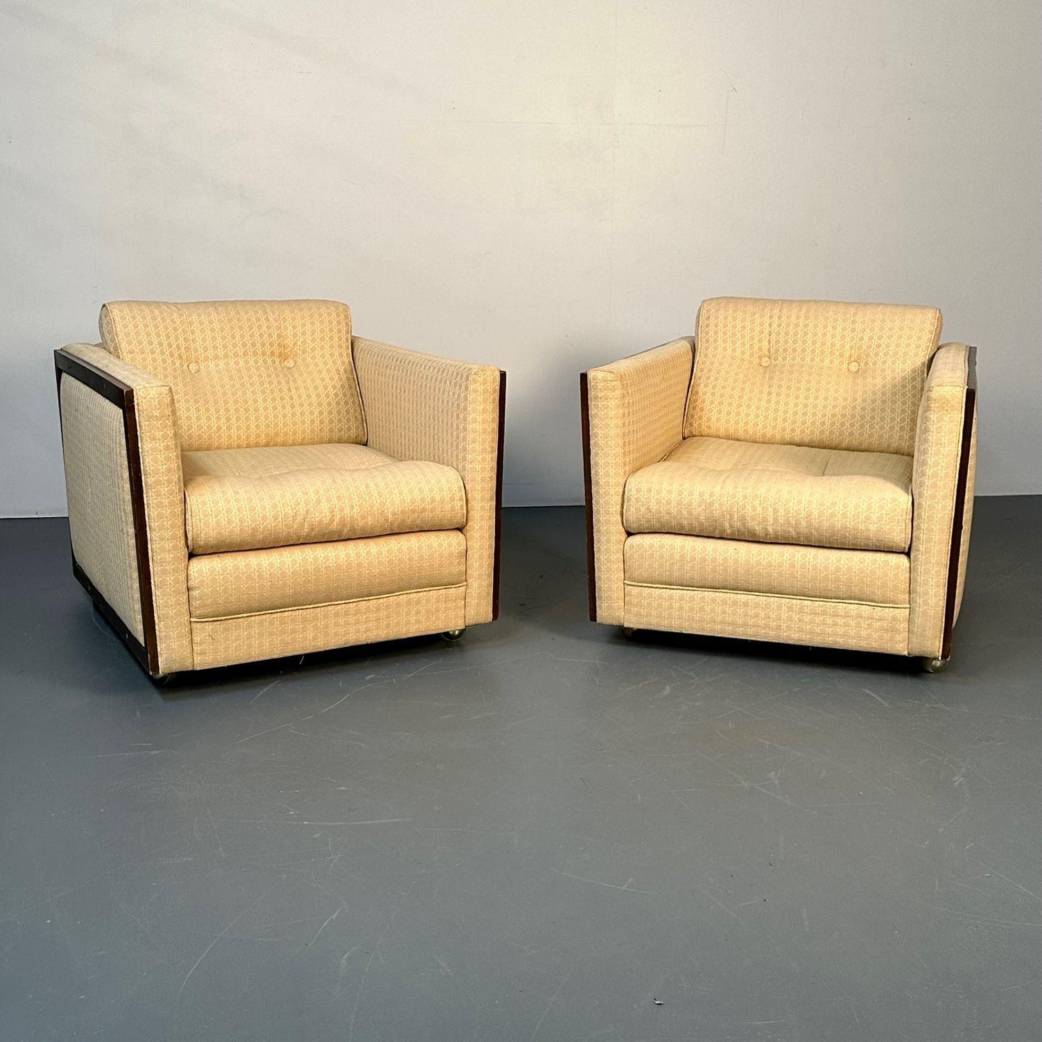 Mid-Century Modern Paire de fauteuils de salon / fauteuils club modernes du milieu du siècle, style George Nelson, forme de boîte en vente