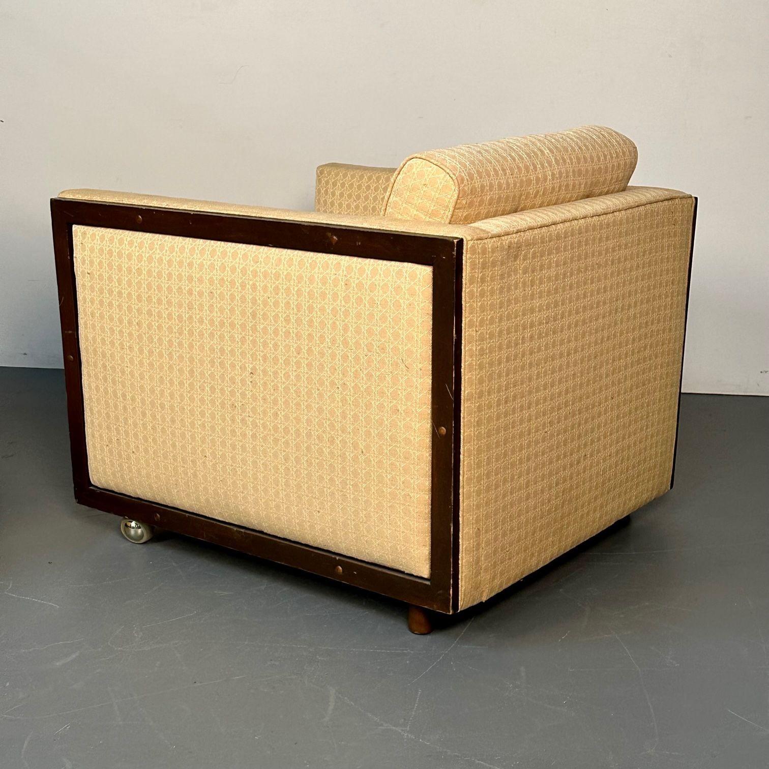Pair Mid-Century Modern Lounge / Club Chairs, George Nelson Style, Box-Form For Sale 1
