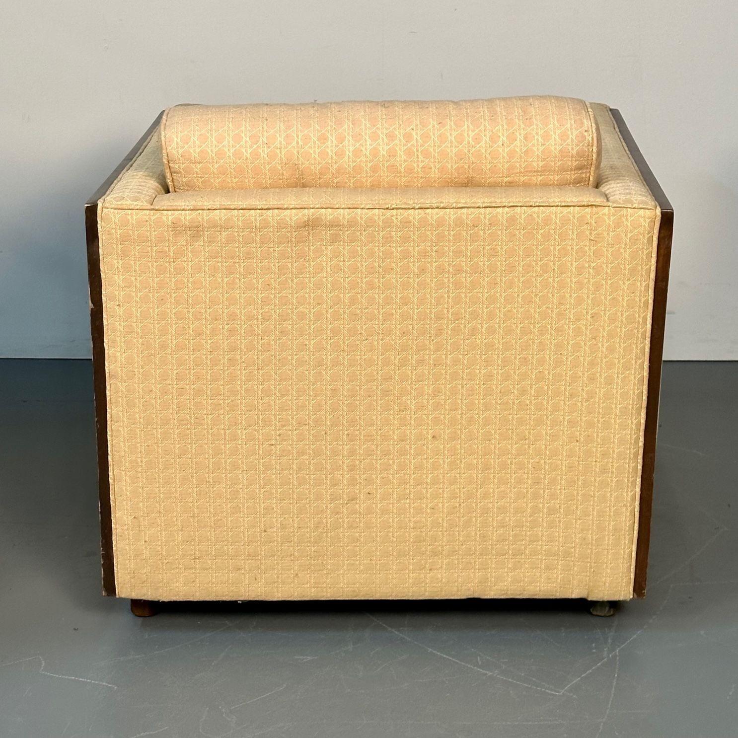 Paire de fauteuils de salon / fauteuils club modernes du milieu du siècle, style George Nelson, forme de boîte en vente 1