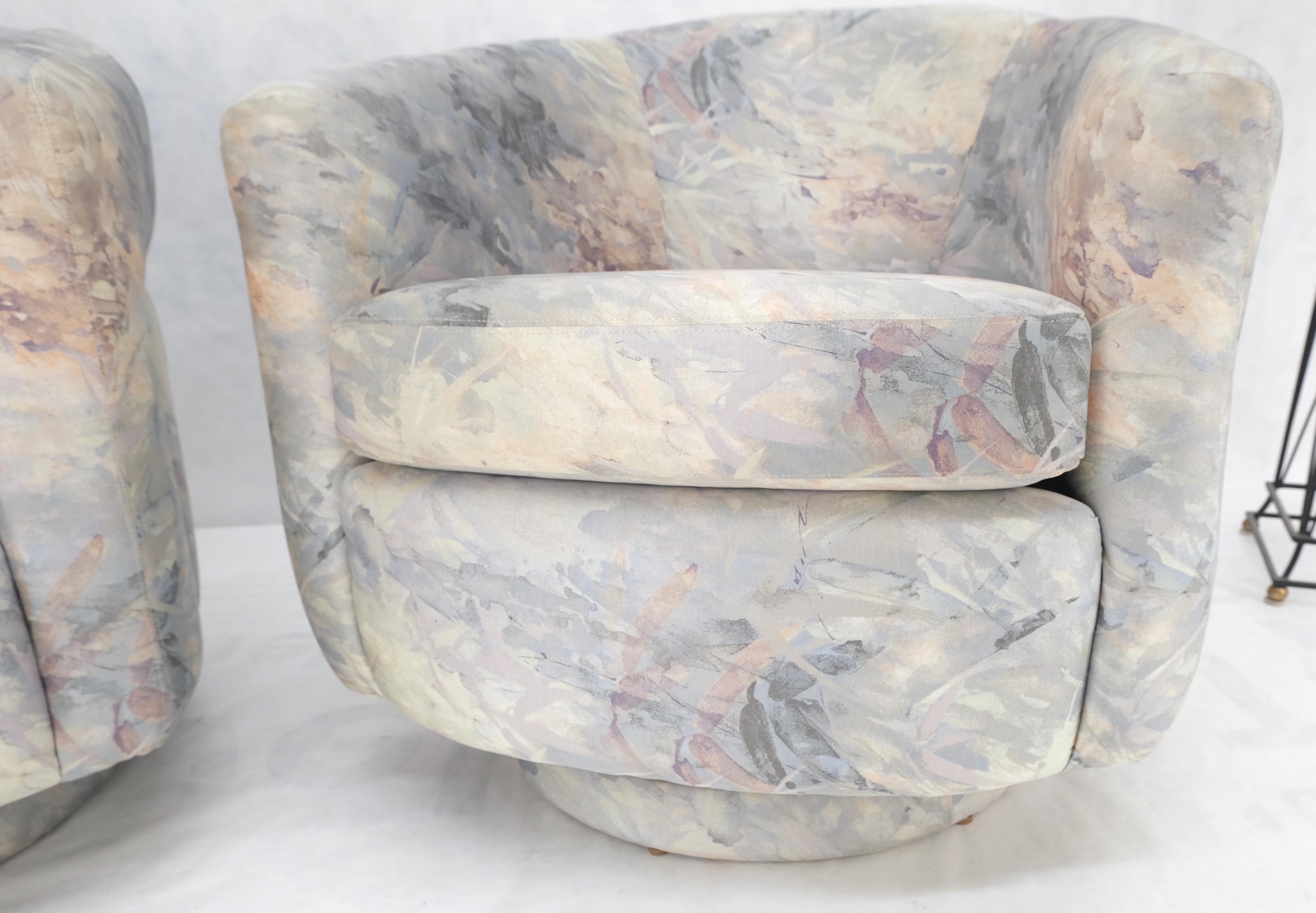 Pair Mid-Century Modern Milo Baughman Thayer Cogging Swivel Barrel Lounge Chairs For Sale 13