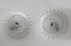 Pair Mid-Century Modern Murano Glass Italian Ceiling "Graniglia" Wall Lamps, 70s