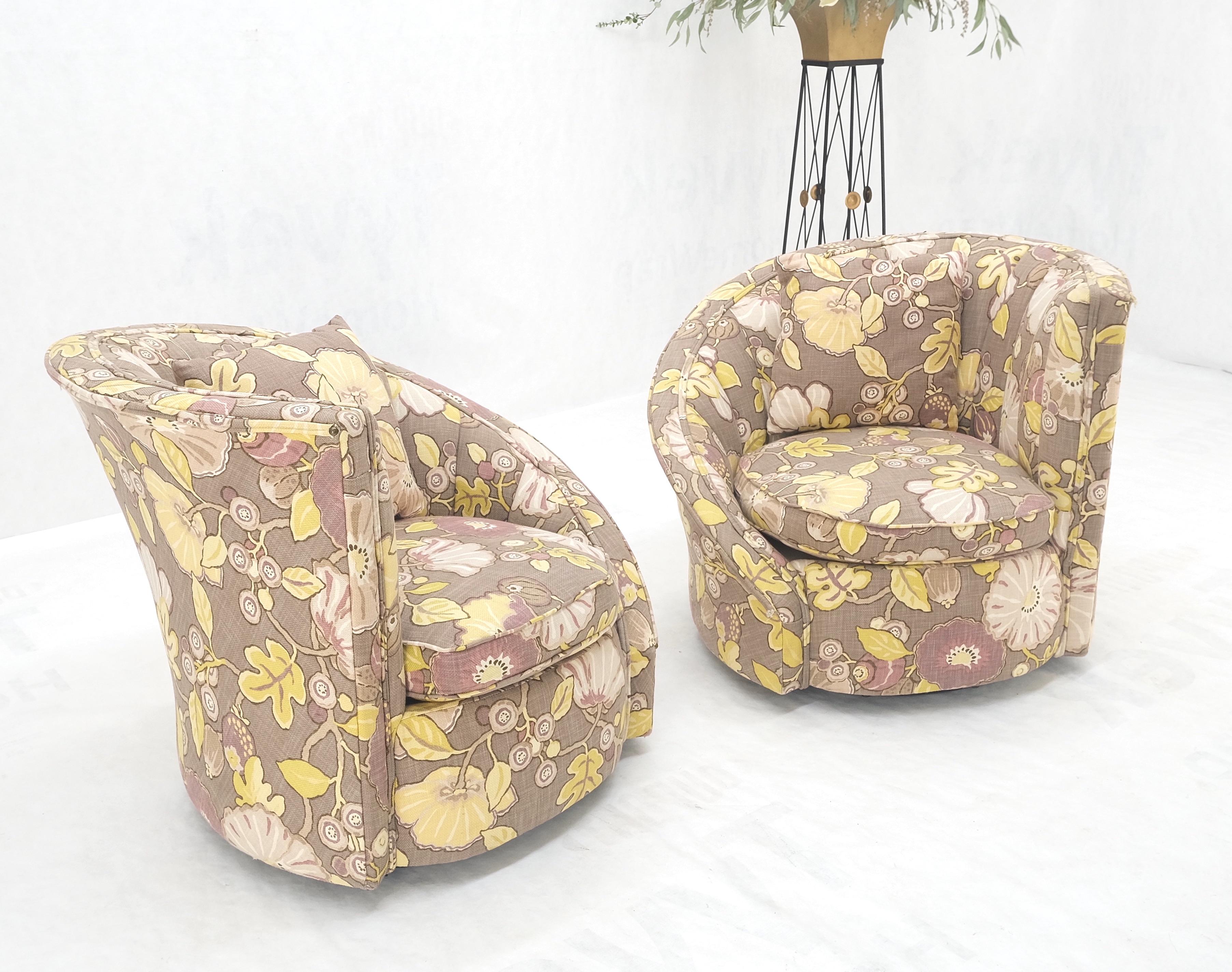 Pareja de Sillas Nautilus Lounge Fire Side Modernas de mediados de siglo con estampado abstracto en venta 6