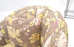 Pair of Swivel Lounge Fire Side Chairs Abstract Print Pattern