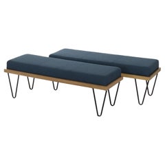Pareja de bancos tapizados Mid Century Modern Nobel House Home Furnishings C1960