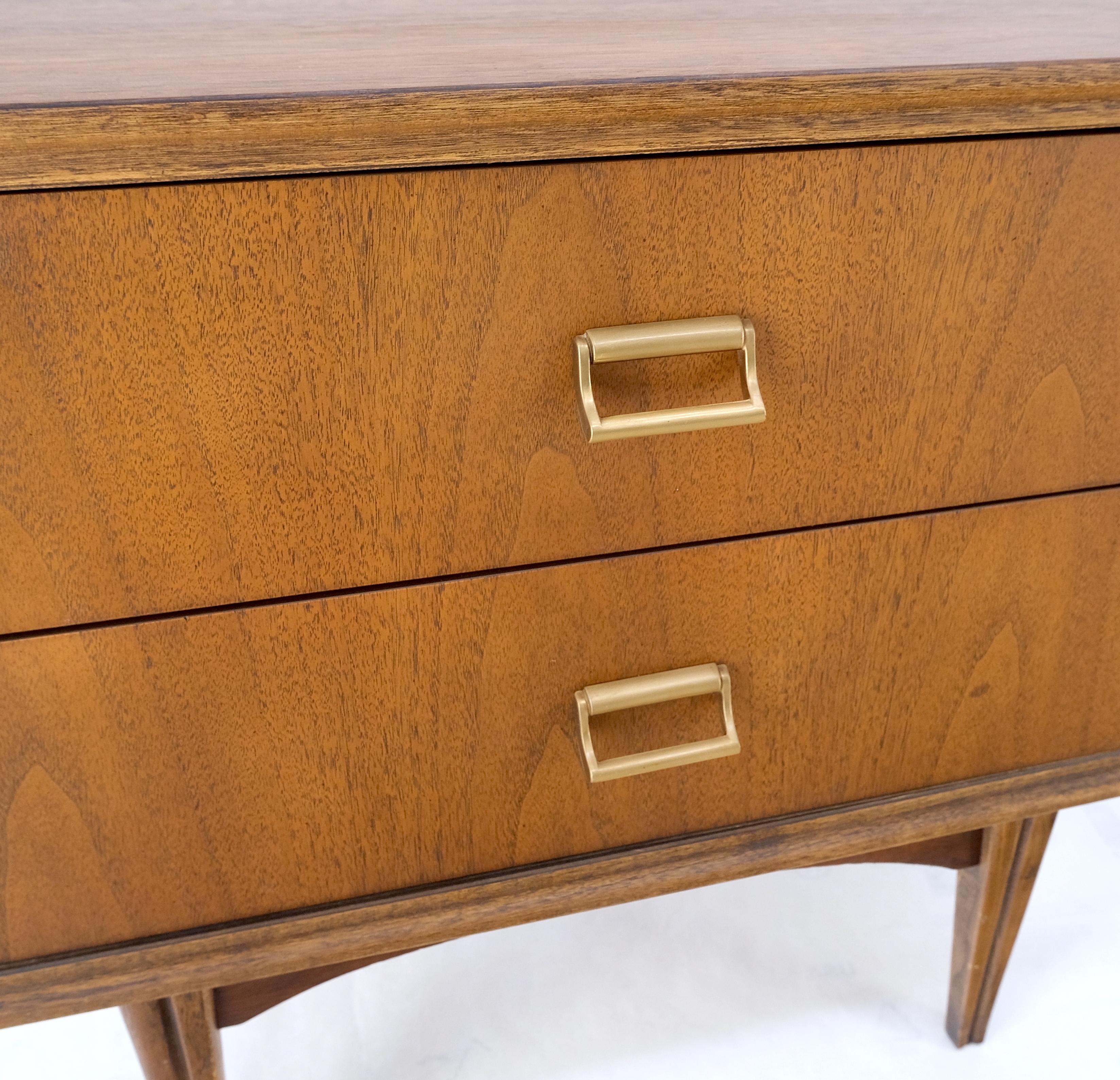 20th Century Pair Mid-Century Modern Oiled Walnut Two Drawers End Tabled Nightstands Mint! For Sale