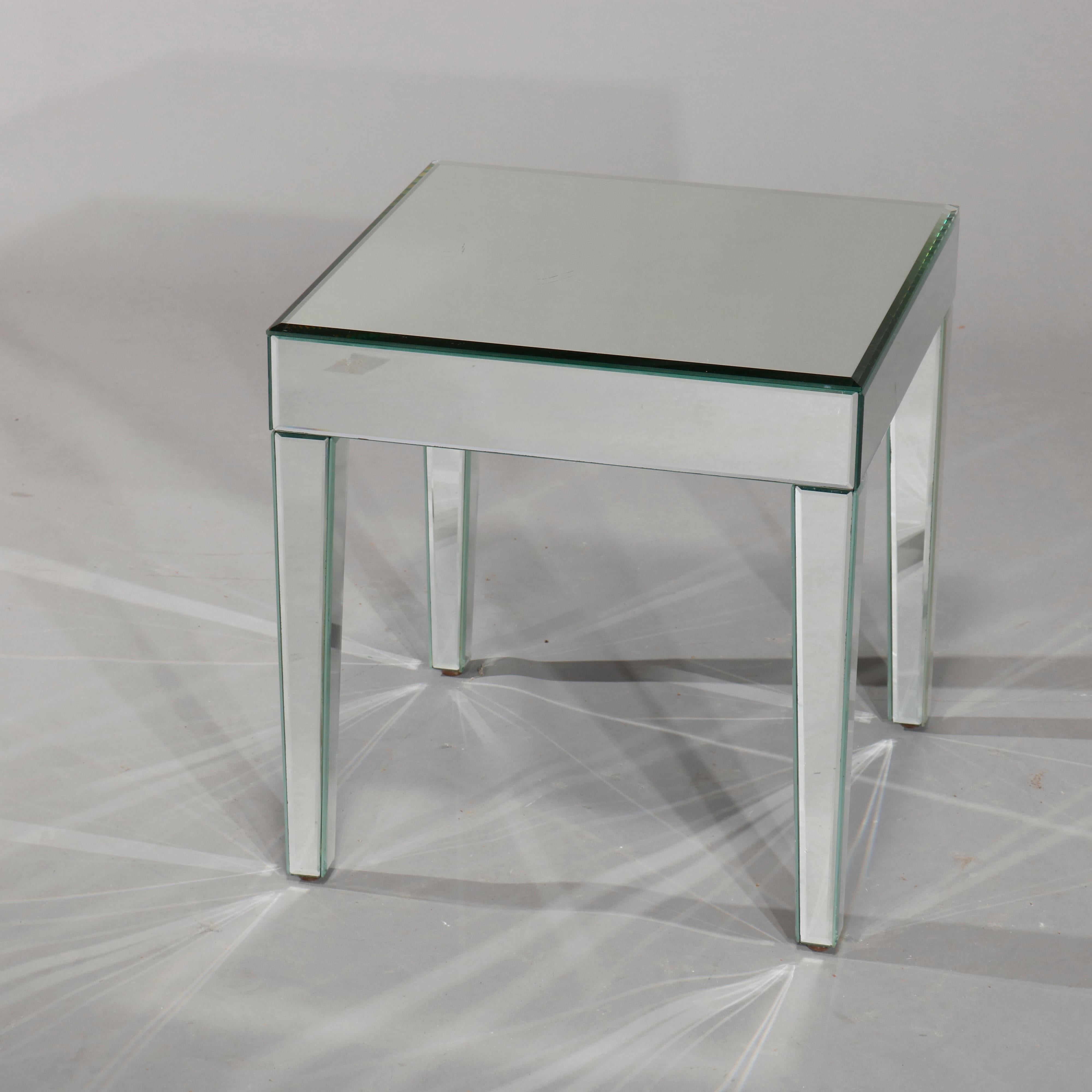 American Pair of Mid-Century Modern Mirrored Glass Side Tables, circa 1960